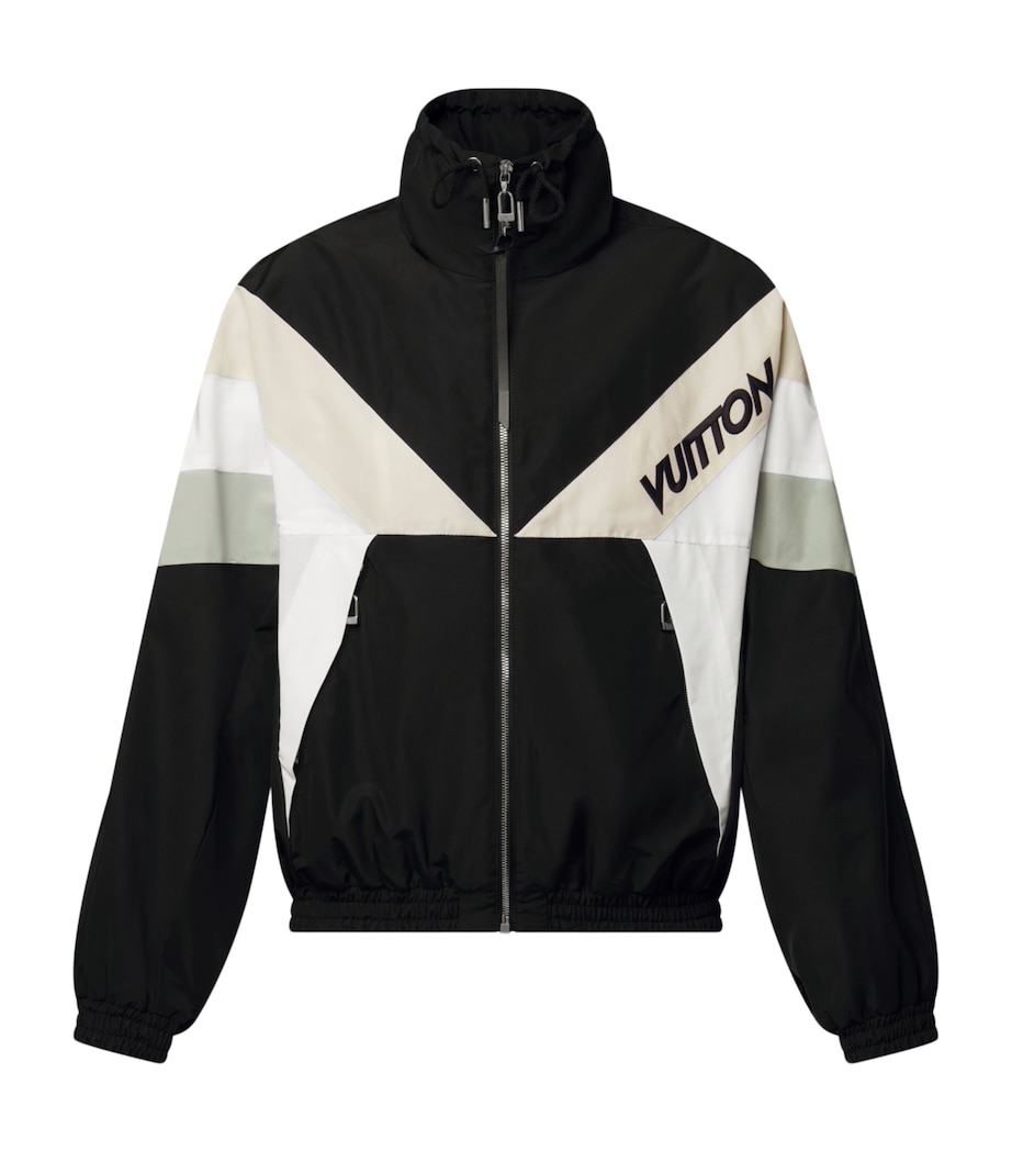 Cotton-Blend Colour-Block Windbreaker Jacket BLACK Image 1