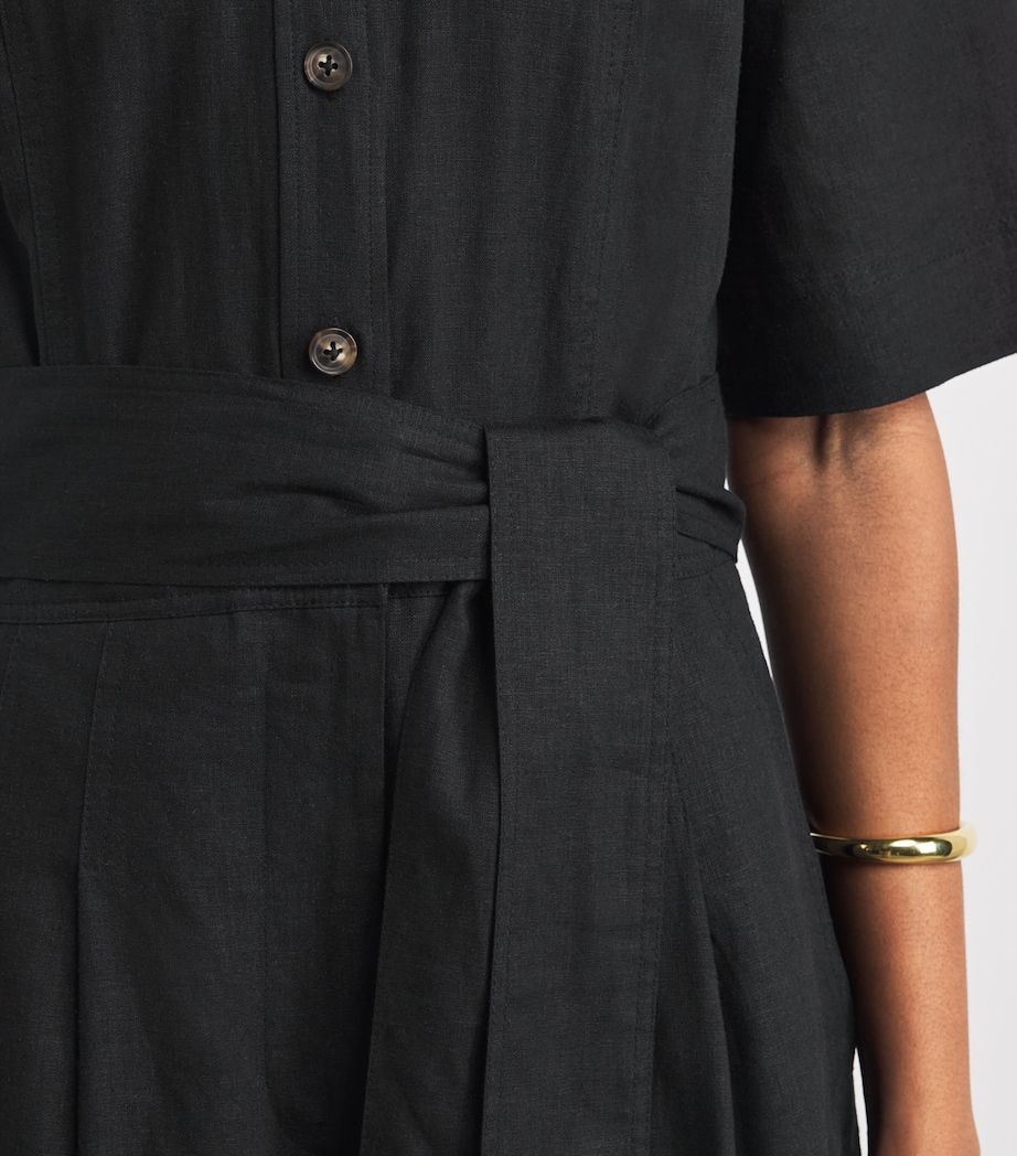 ME+EM Womens Linen-Blend Culotte Jumpsuit Black Image 3