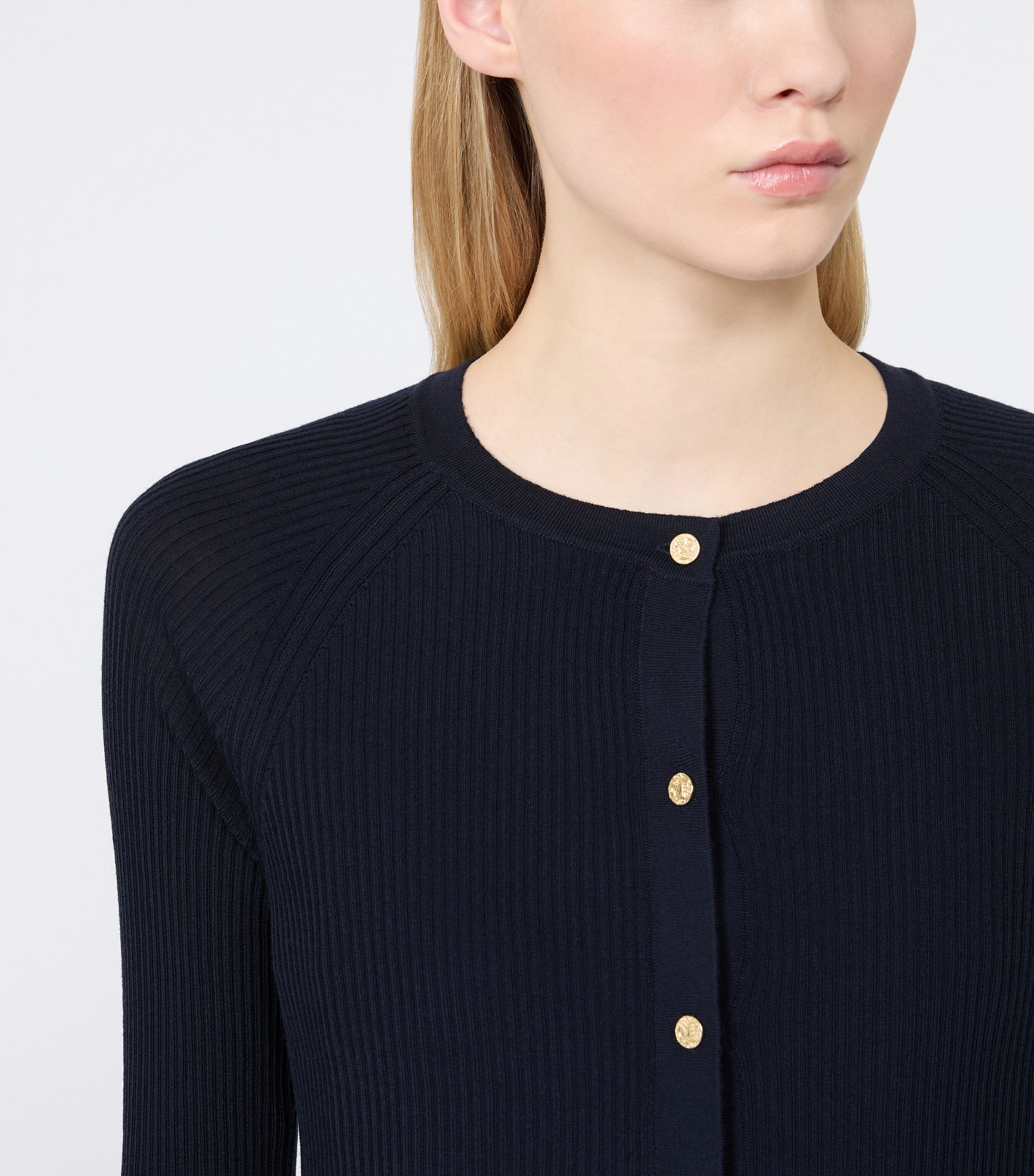 Max Mara Womens Virgin Wool Cropped Cardigan Ultramarine Image 5