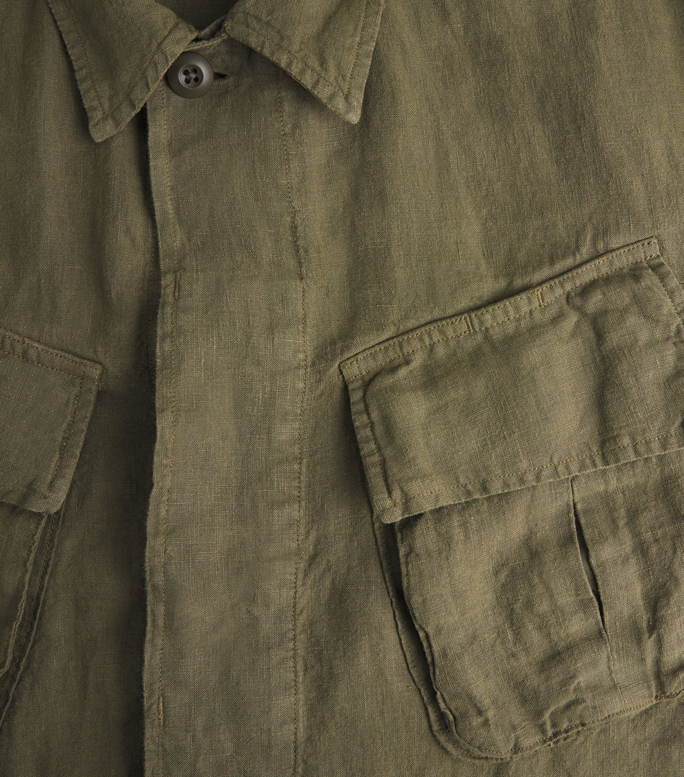 Polo Ralph Lauren Mens Linen Utility Overshirt New Olive Image 6