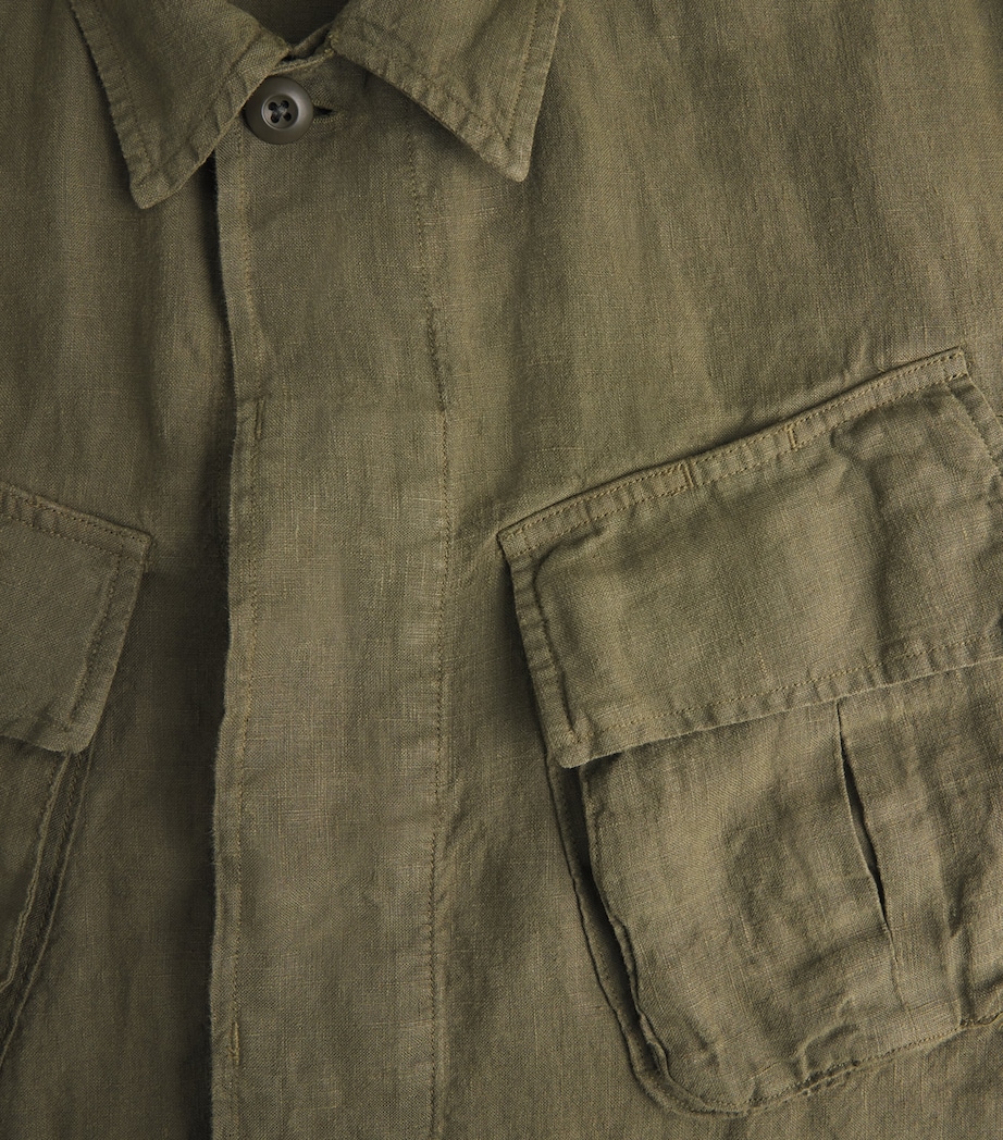 Polo Ralph Lauren Mens Linen Utility Overshirt New Olive Image 6