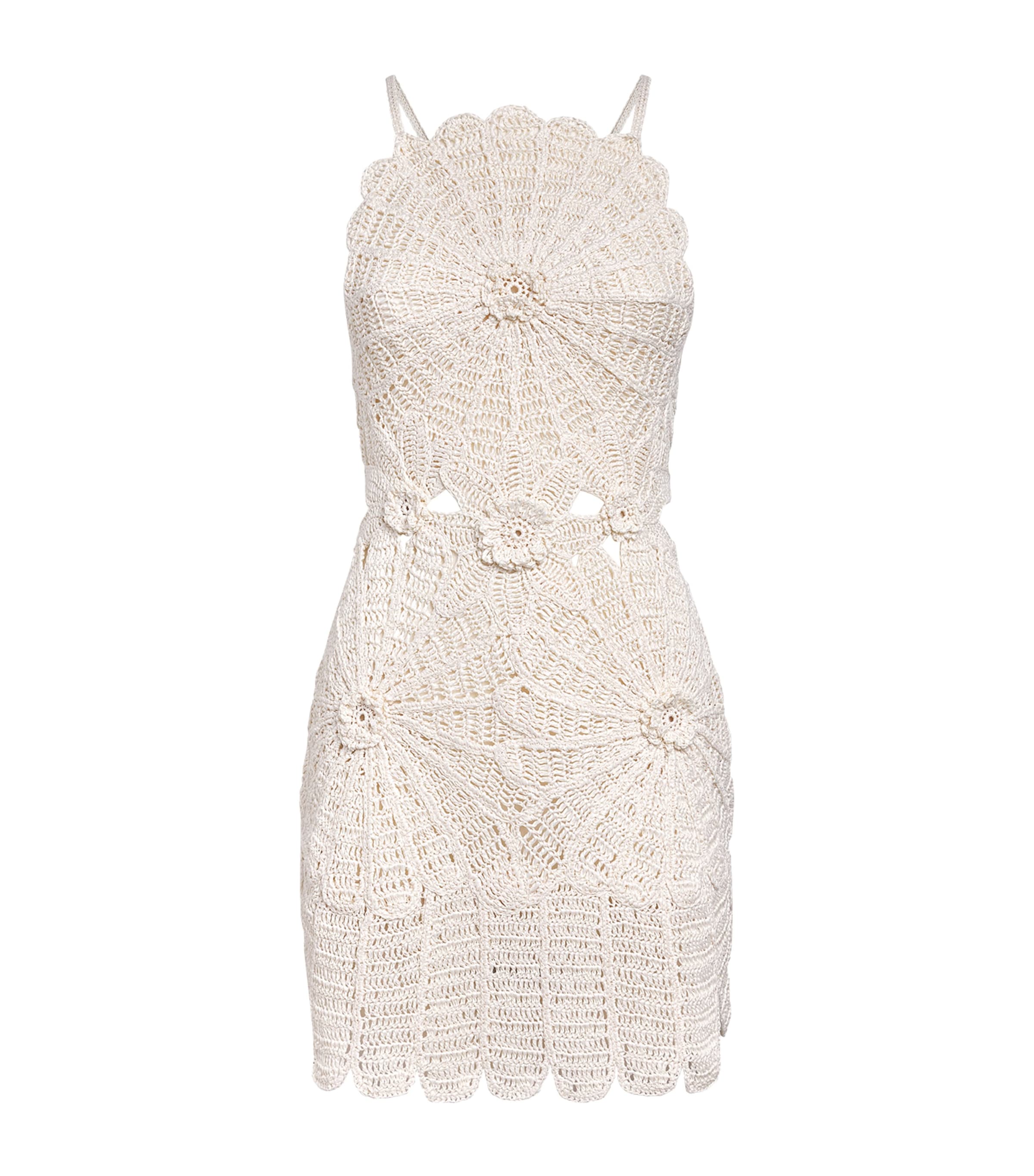 Cult Gaia Linen Embroidered Fira Mini Dress Off White