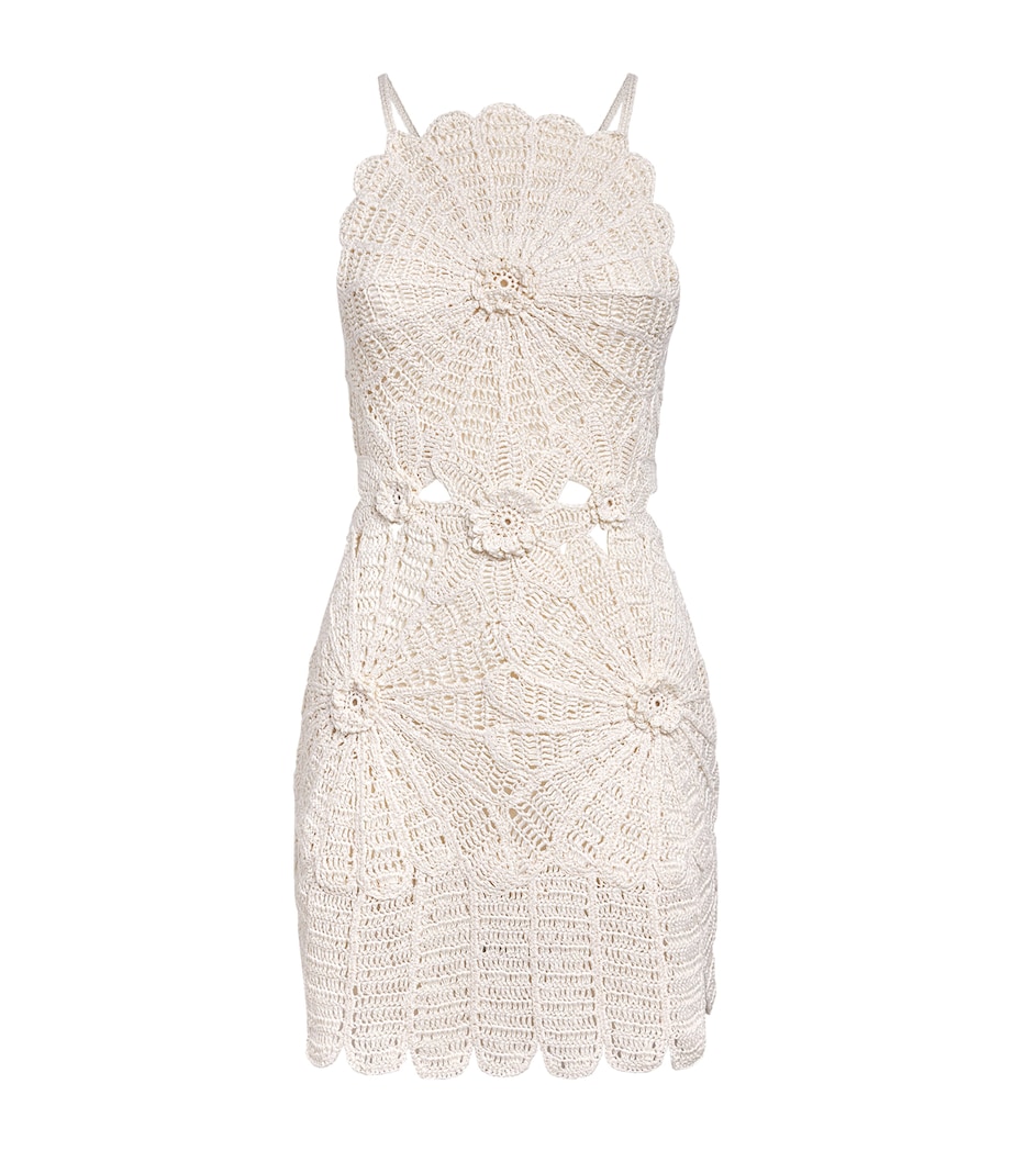 Cult Gaia Womens Linen Embroidered Fira Mini Dress Off White Image 1