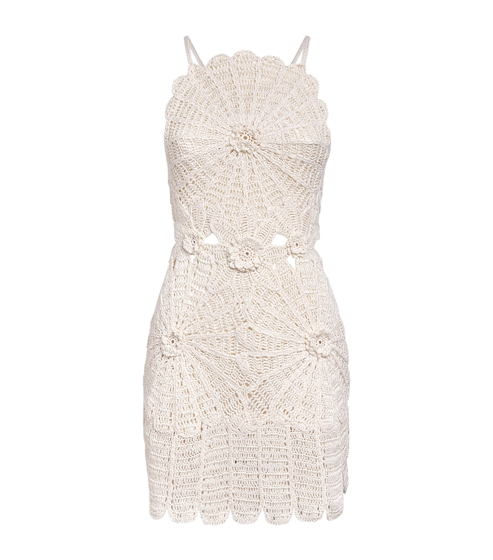 Cult Gaia Linen Embroidered Fira Mini Dress Off White