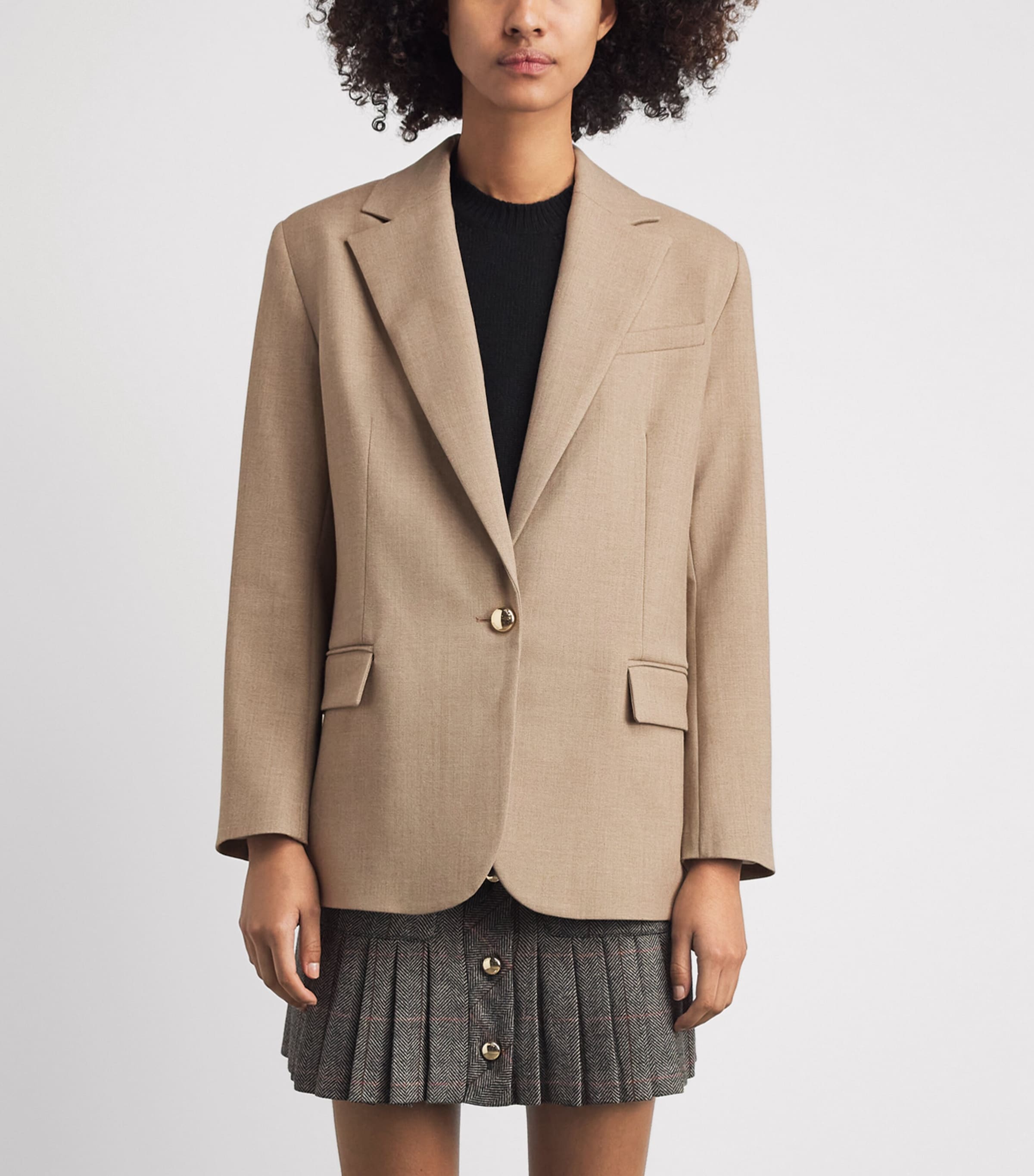 Maje Womens Single-Button Blazer Beige Image 4