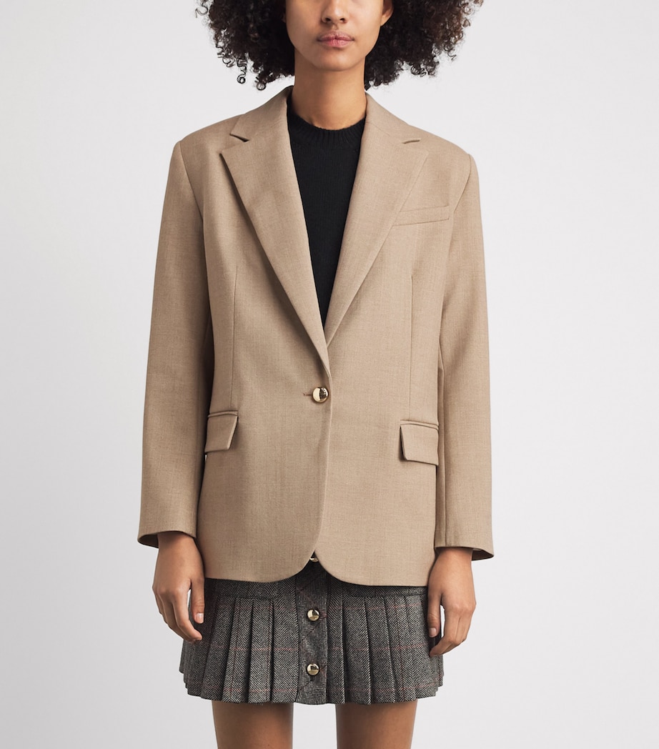 Maje Womens Single-Button Blazer Beige Image 4