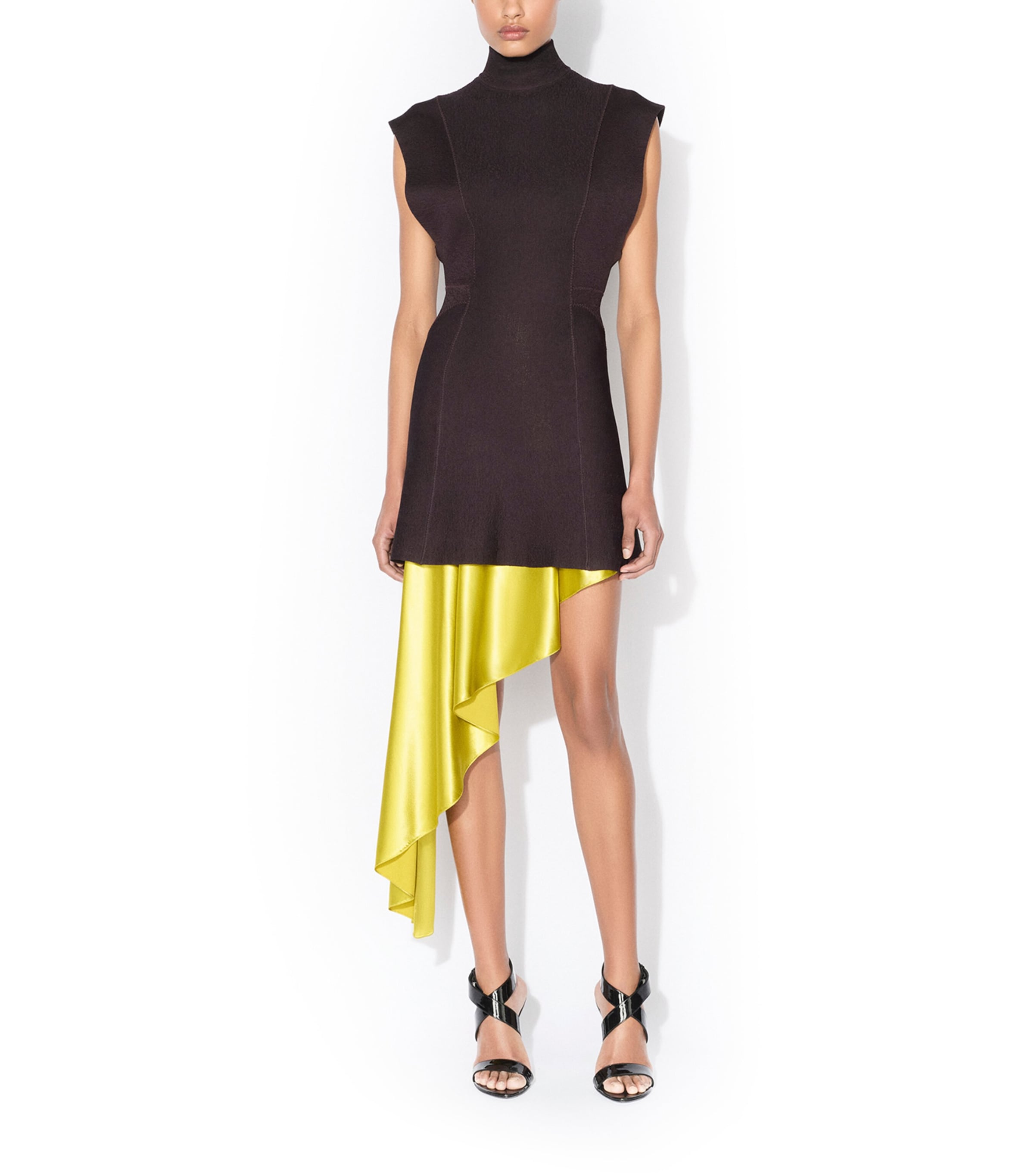 Alaïa Short Aubergine Silk Knit Dress In Brown