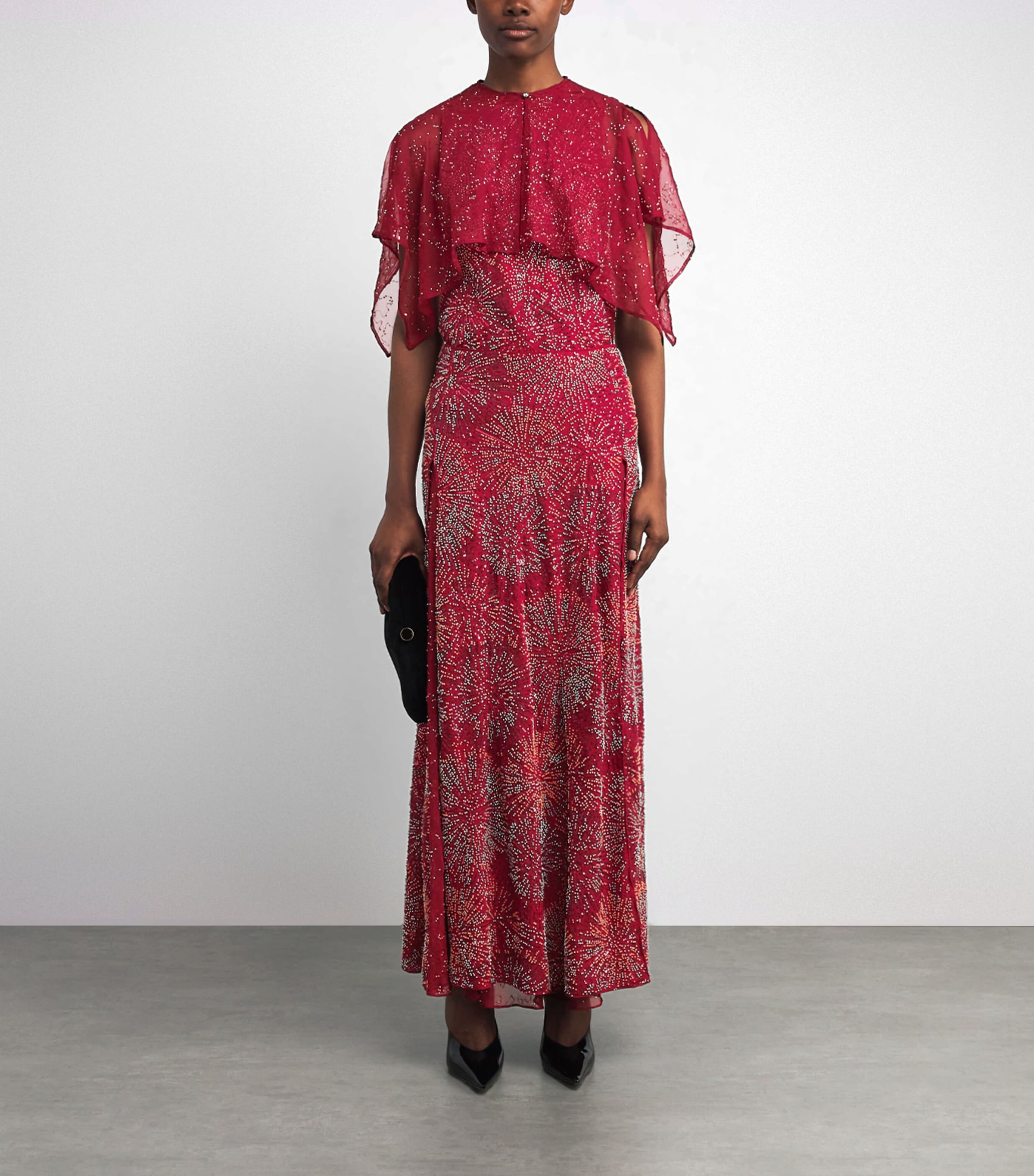 Embellished Top and Cape P614 RED WINE Image 2