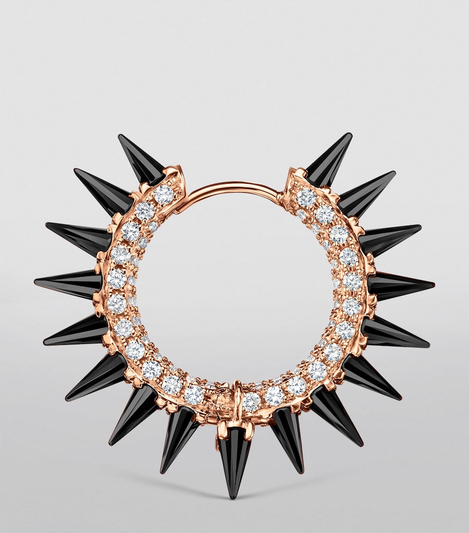 Rose Gold Black Moissanite Mohawk and Diamond Pavé Hoop Earring (11mm) ROSE GOLD Image 2