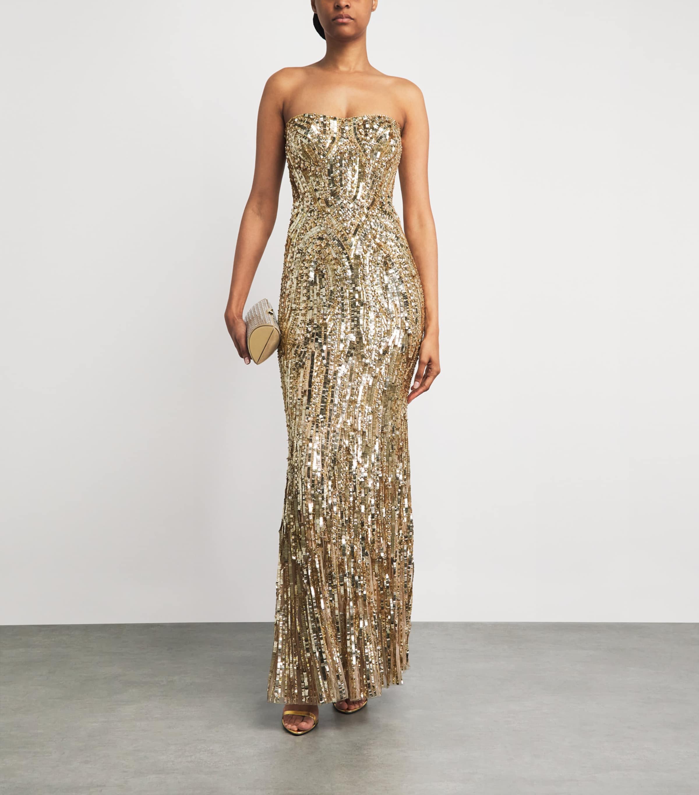 Jenny Packham Womens Embellished Euphoria Gown Illusion Image 2