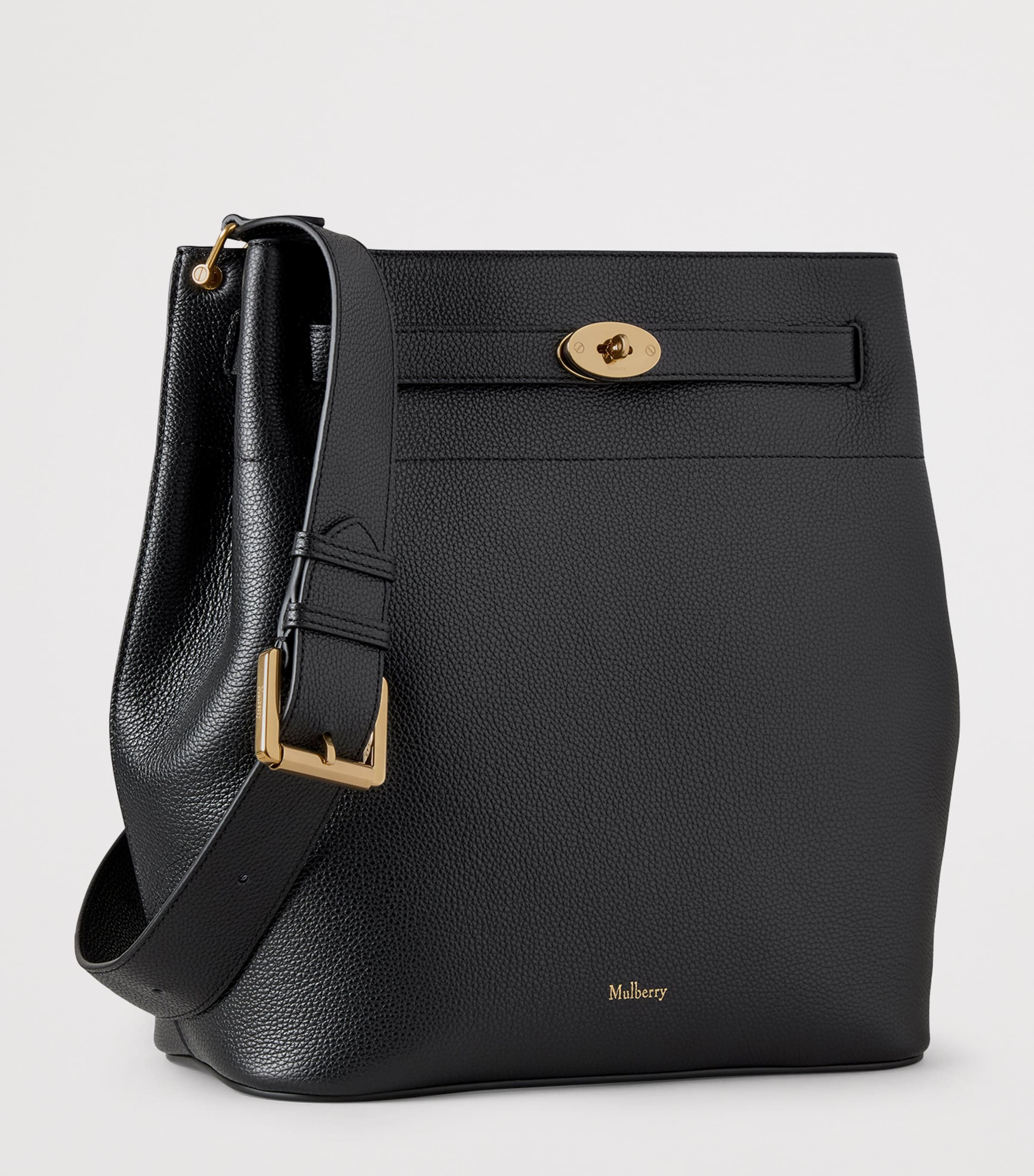 Large Leather Islington Bucket Bag BLACK Image 2