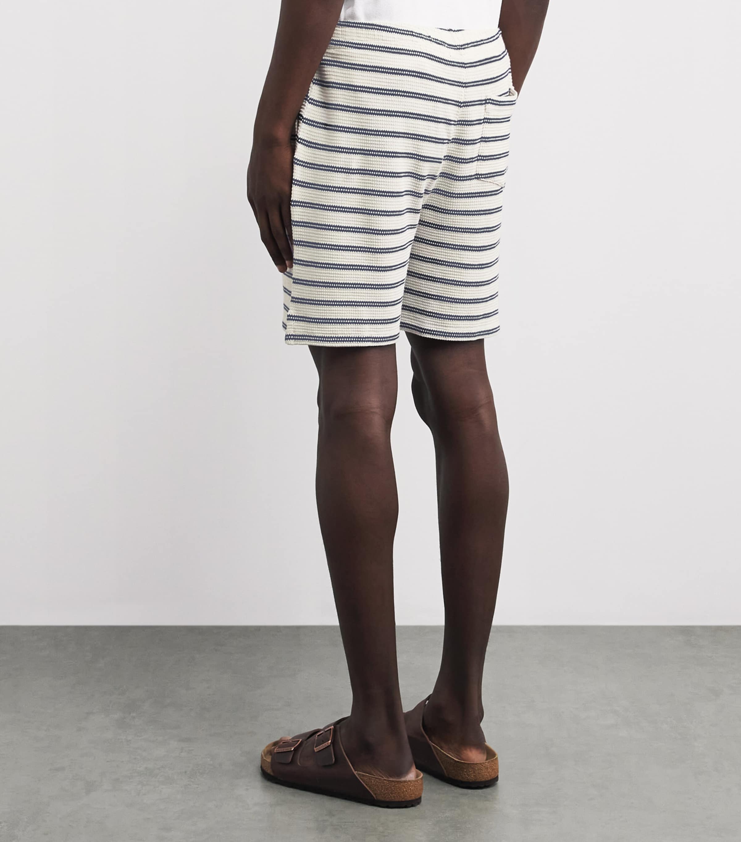 Polo Ralph Lauren Mens Cotton-Blend Stripe Shorts Pale Crm/newport Nvy Image 5