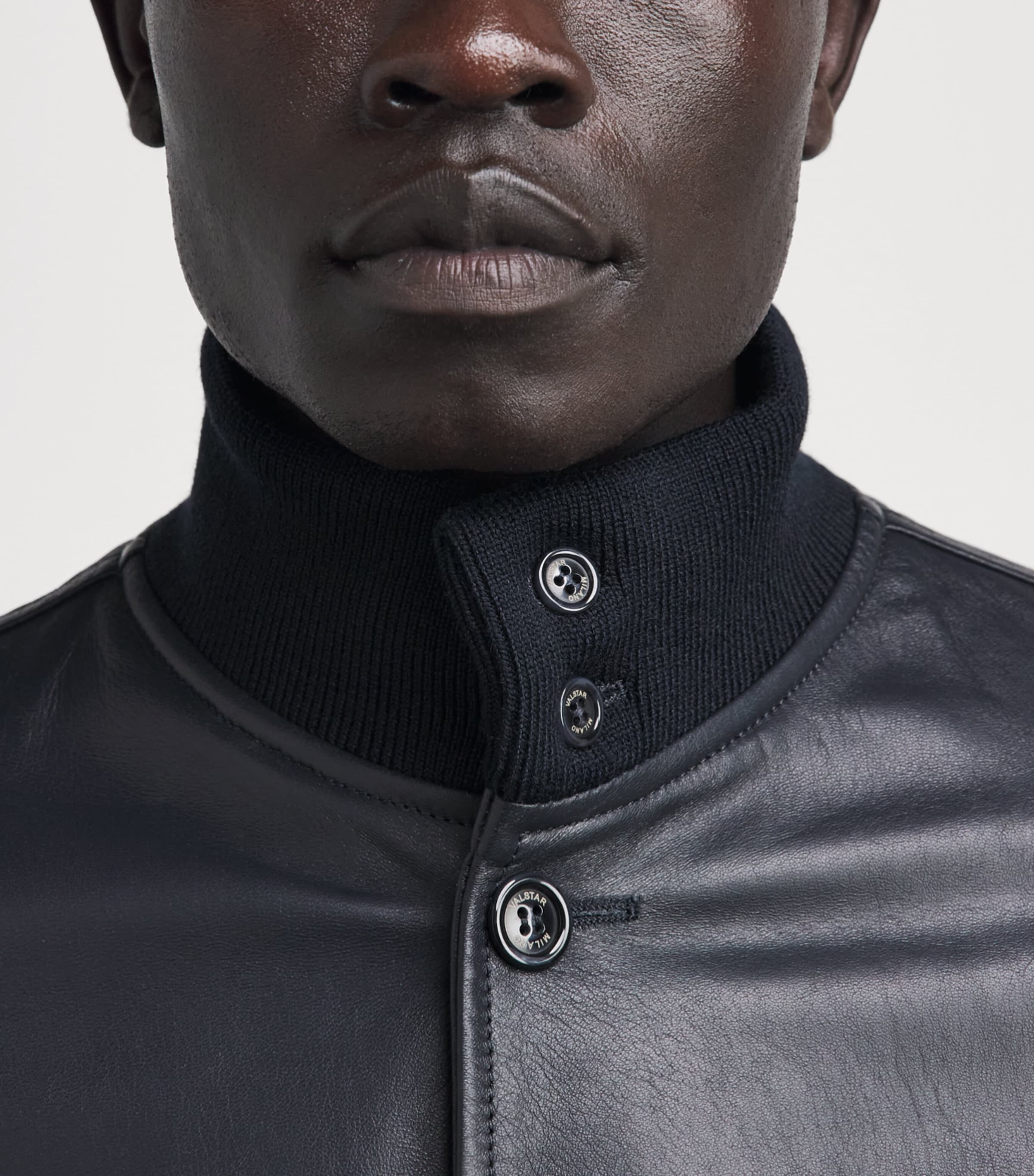 Valstar Mens Leather Padded Valstarino Jacket Navy Image 3
