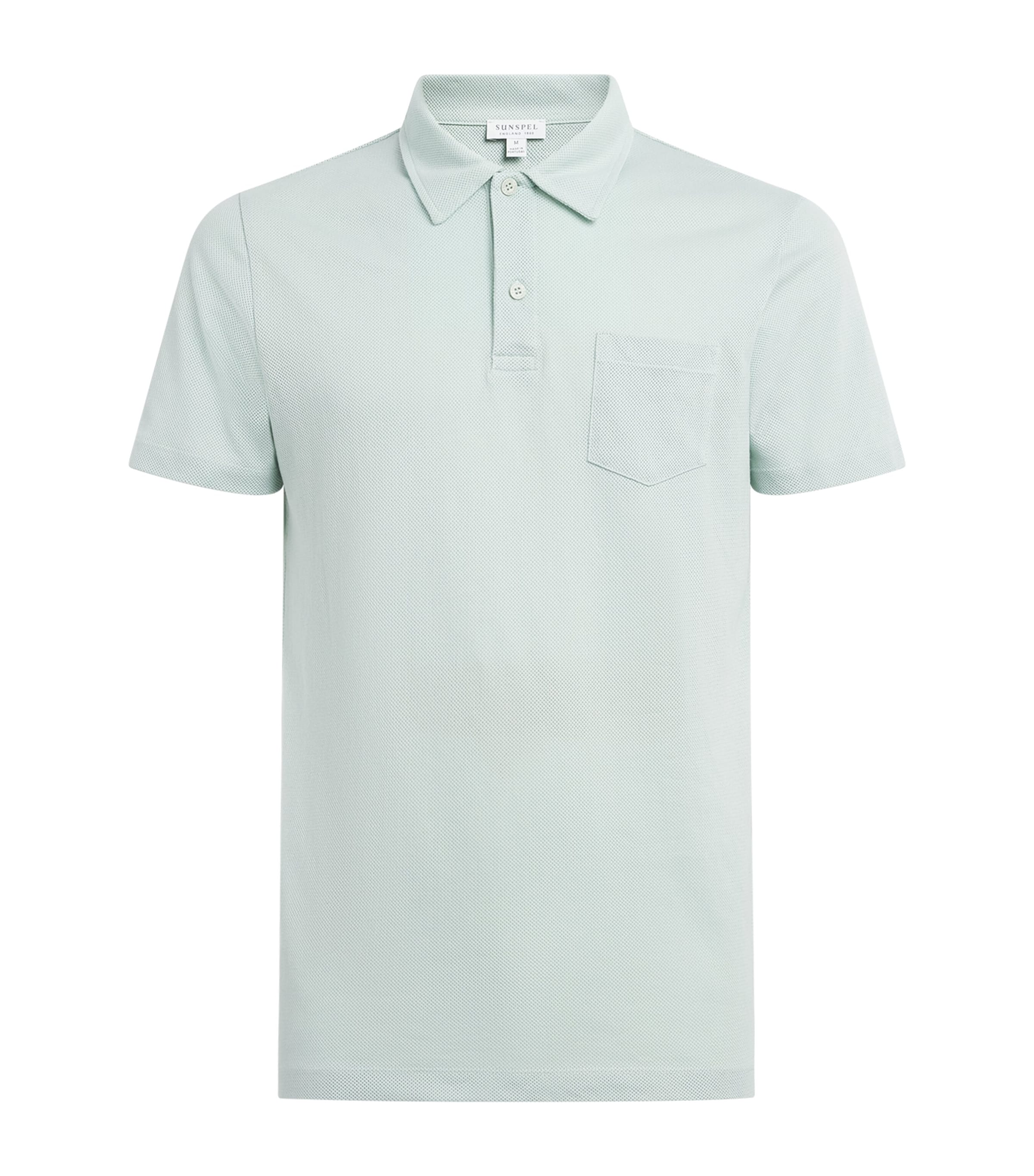 Sunspel Mens Supima Cotton Riviera Polo Shirt Gnjb Laurel Image 1