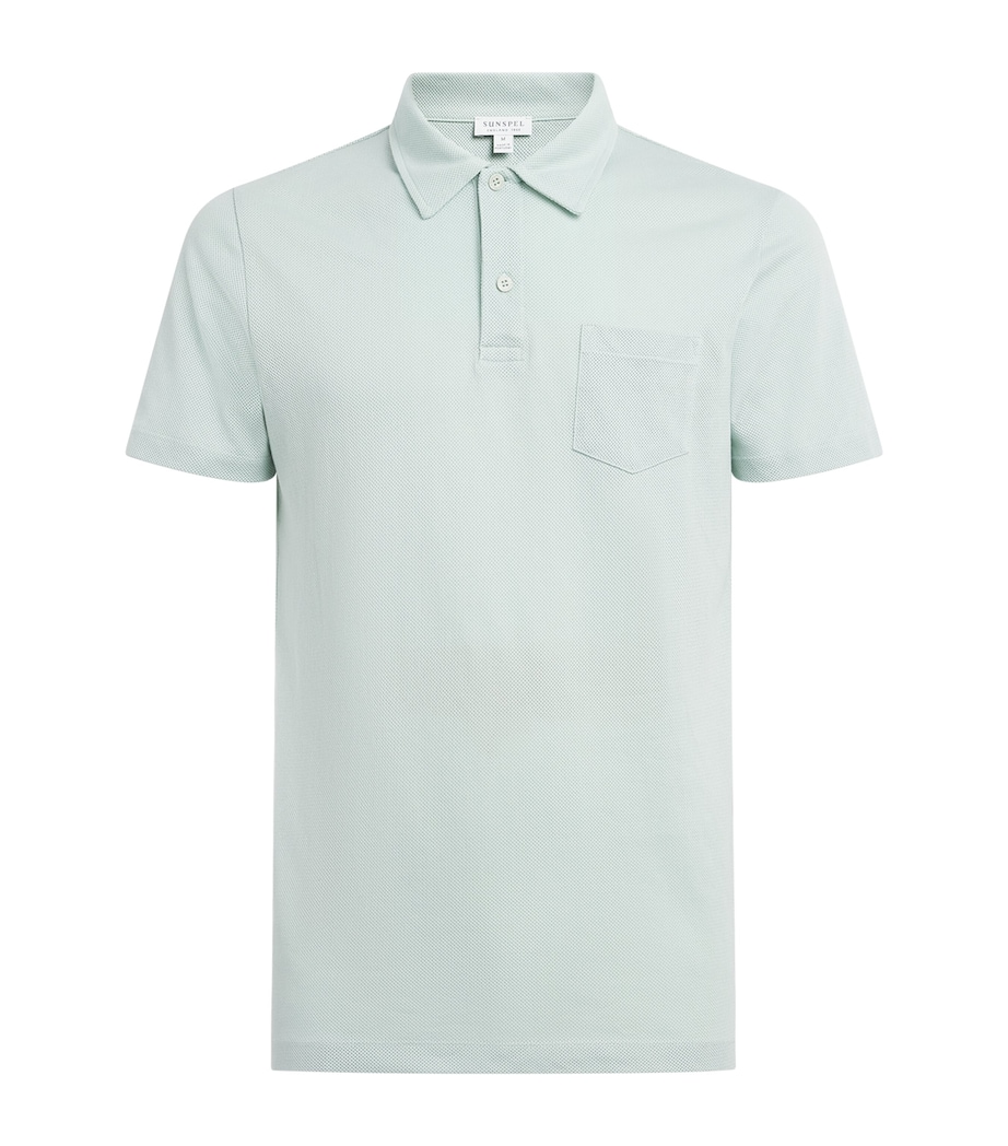 Sunspel Mens Supima Cotton Riviera Polo Shirt Gnjb Laurel Image 1