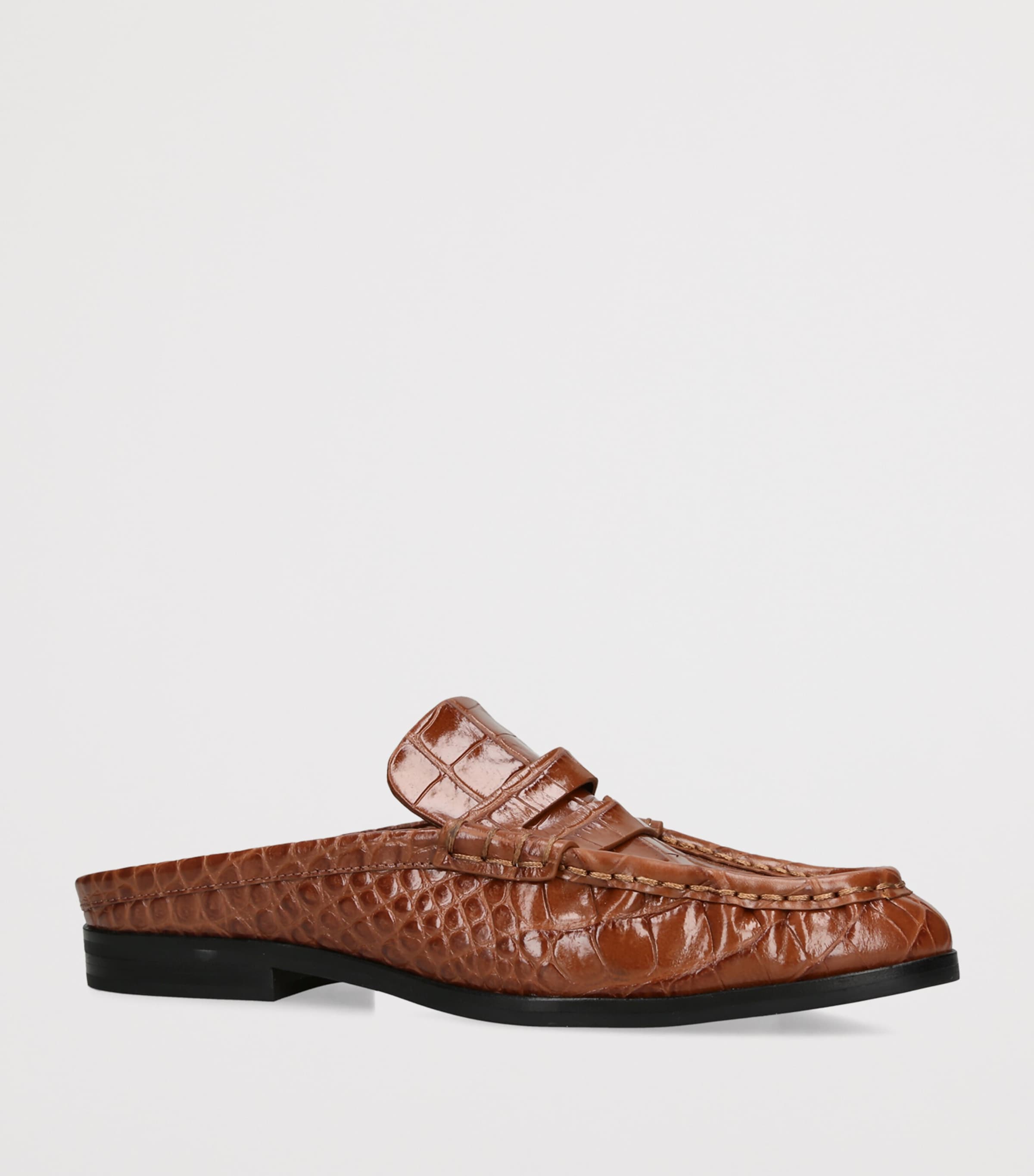 Simkhai Croc-Embossed Leather Dean Loafers Tan Image 3
