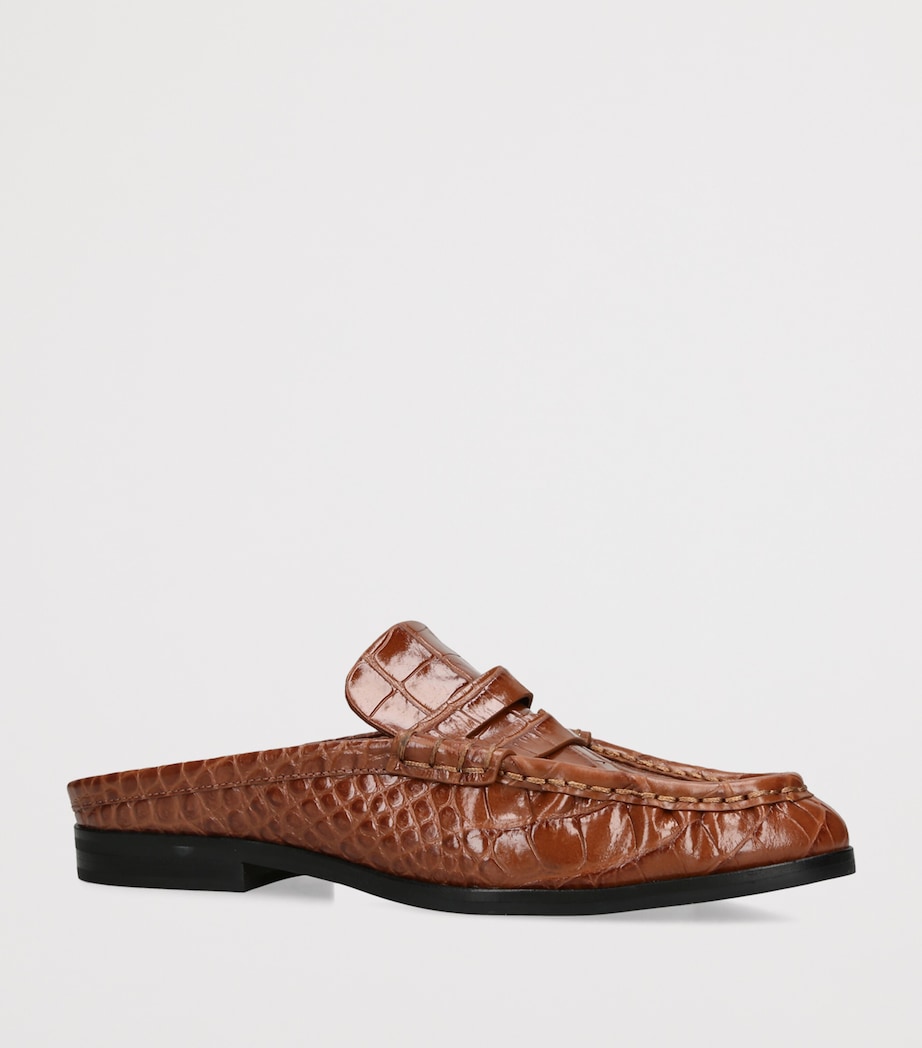 Simkhai Croc-Embossed Leather Dean Loafers Tan Image 3