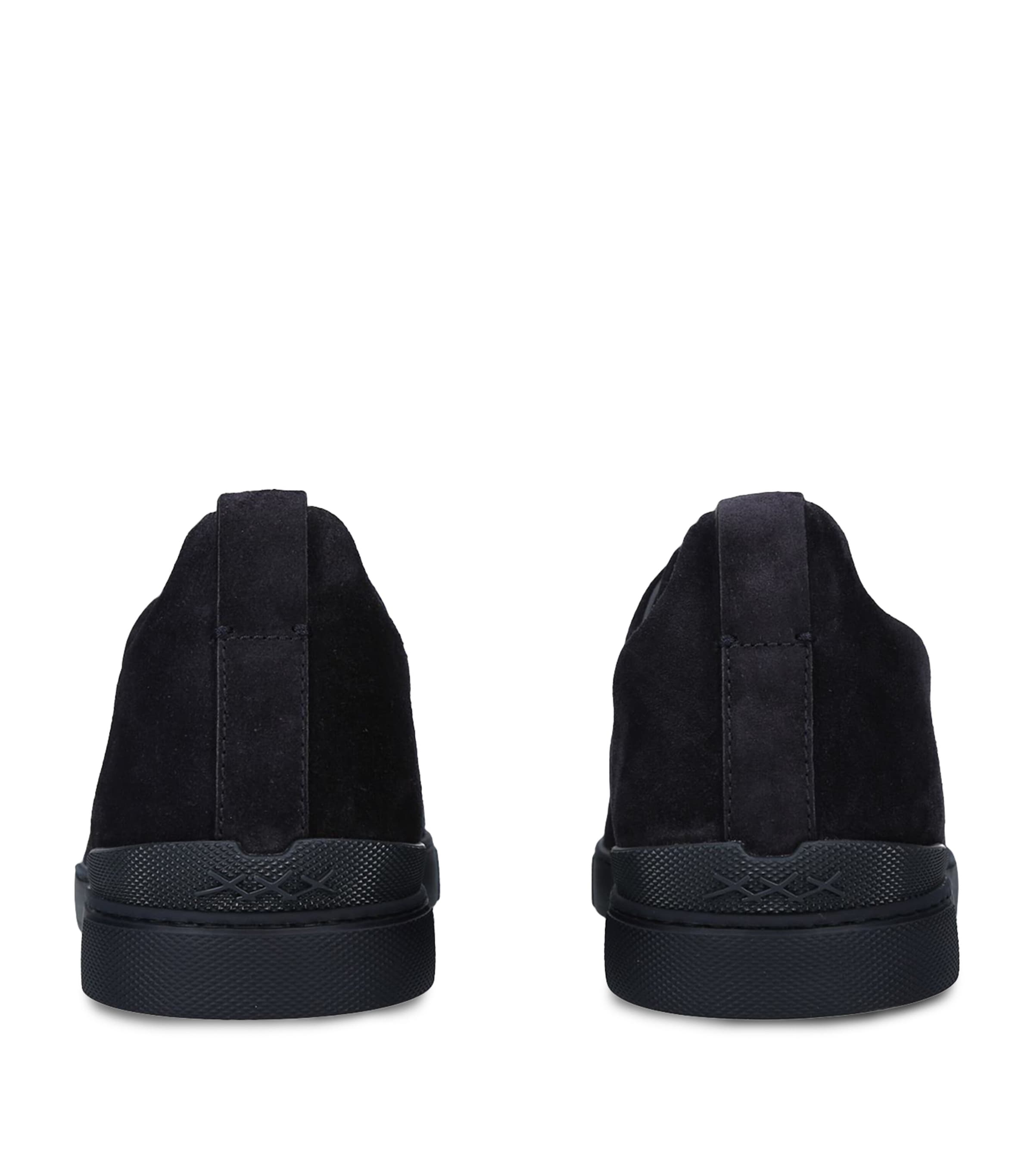 Zegna Suede Triple Stitch Sneakers Navy Image 2