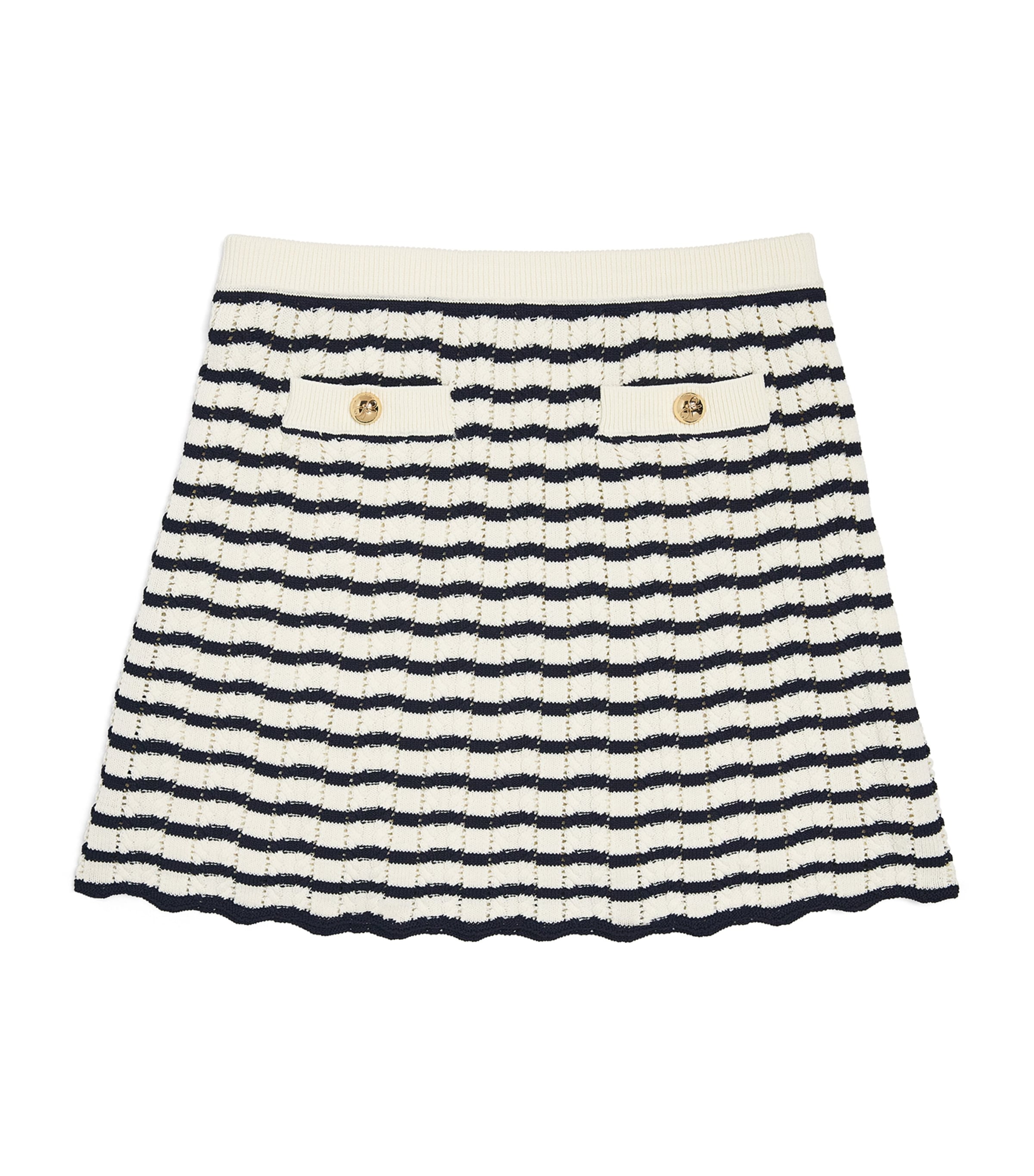 Self-Portrait Kids Knitted Stripe Skirt (4-12 Years) Cream Image 1