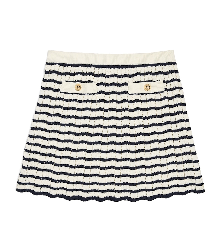 Self-Portrait Kids Knitted Stripe Skirt (4-12 Years) Cream Image 1