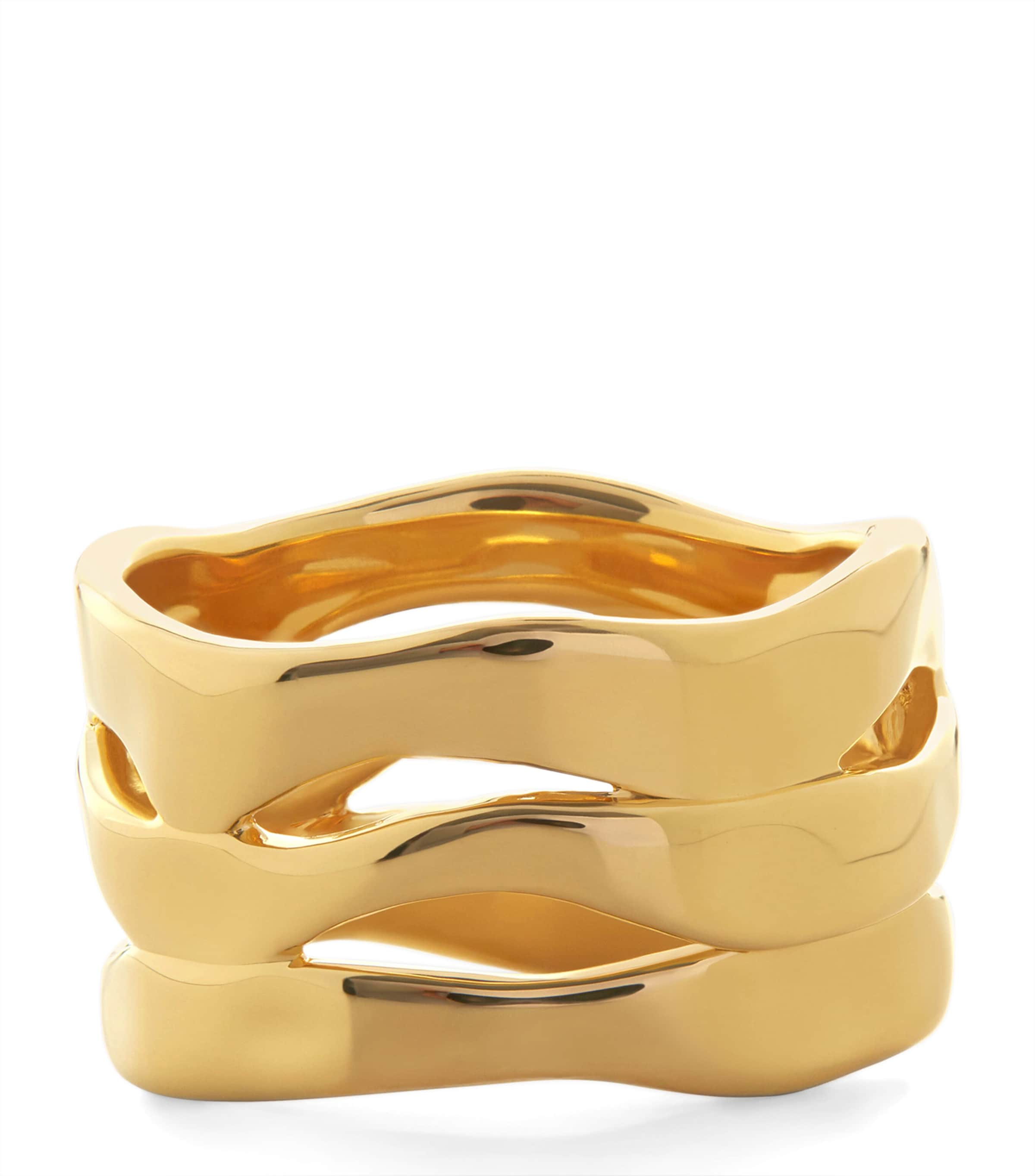 Monica Vinader Gold Vermeil Wave Triple Ring Gold Vermeil Image 1