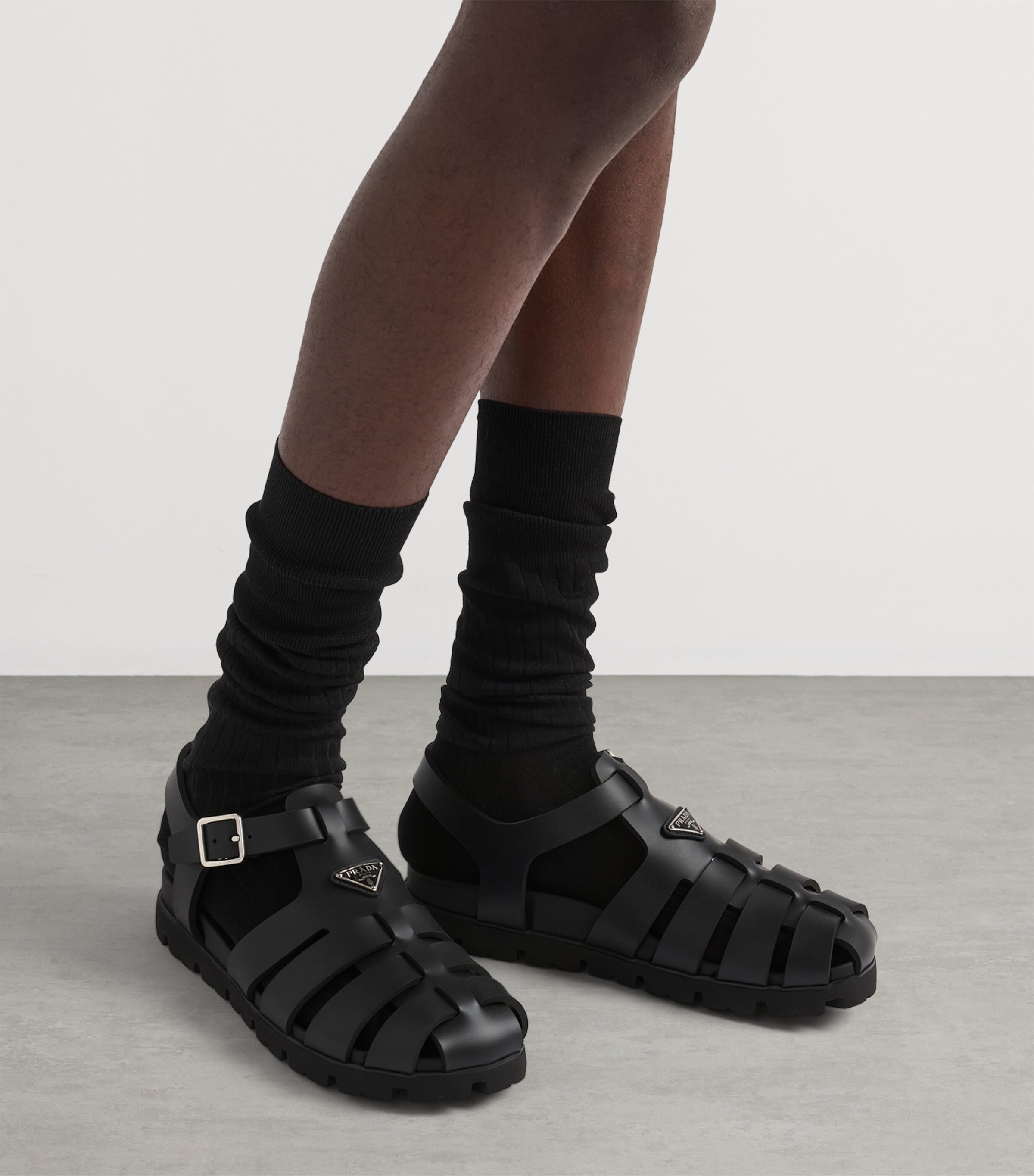 Prada Rubber Fisherman Sandals Black Image 3