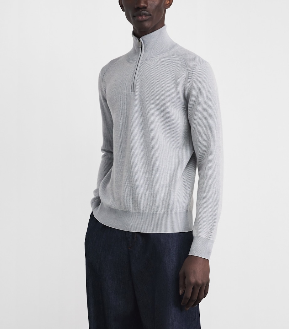 Brioni Mens Cashmere-Wool Half-Zip Sweater Image 4