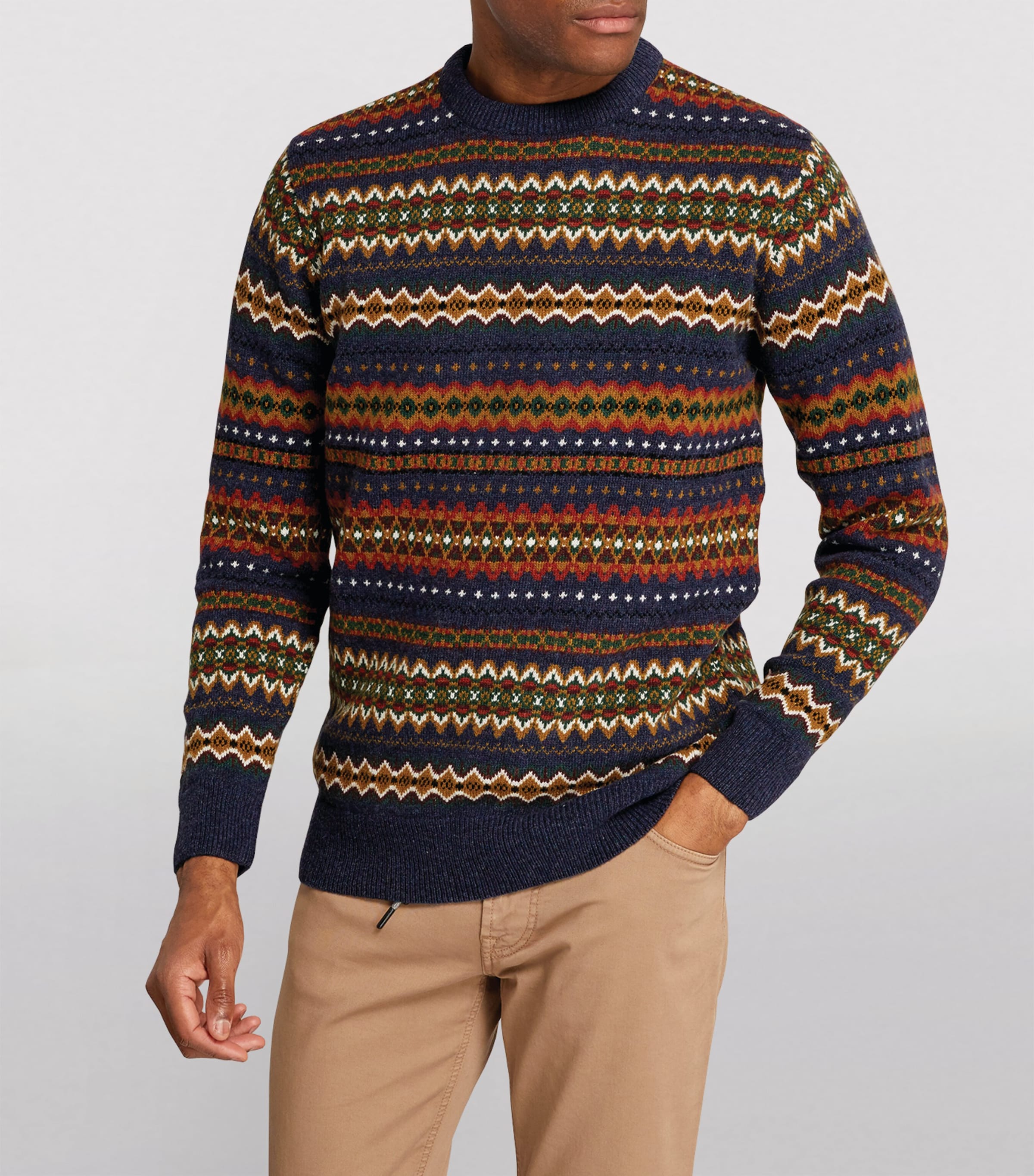 Wool Fair Isle Sweater NAVY MARL Image 5