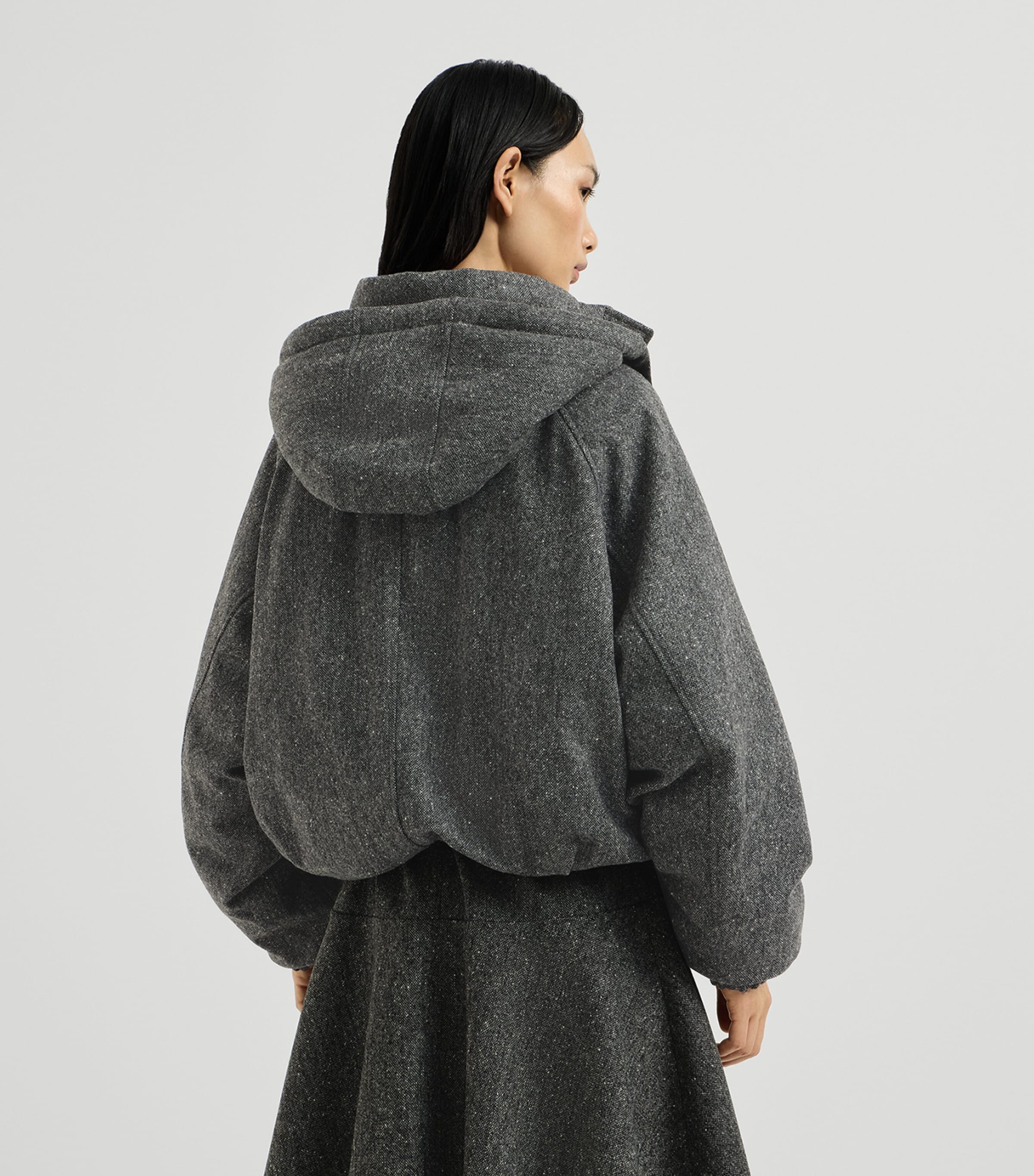 Brunello Cucinelli Womens Down Virgin Wool-Blend Hooded Jacket Anthracite Image 3