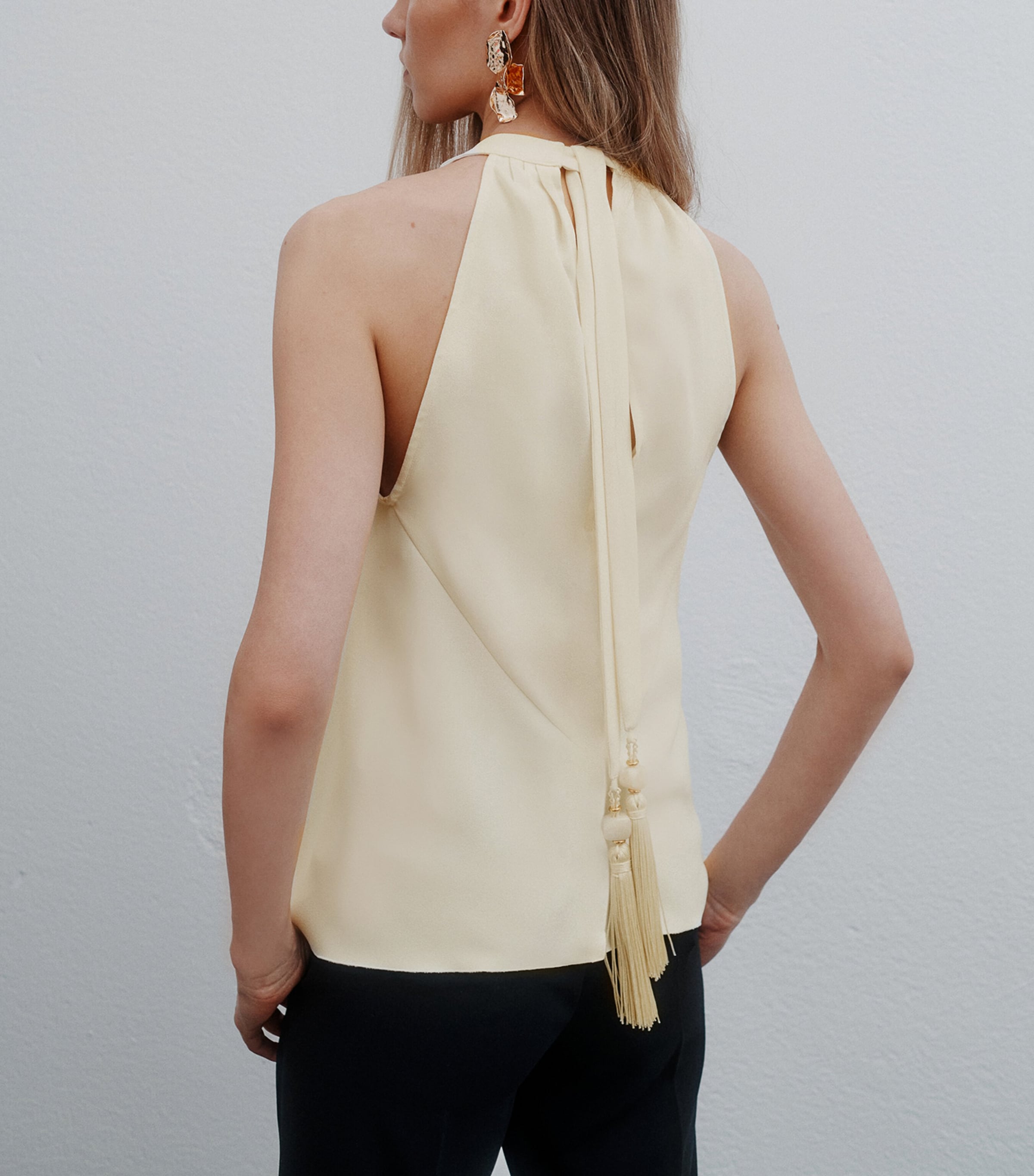 Marella Womens Satin Asymmetrical Top Wool White Image 3