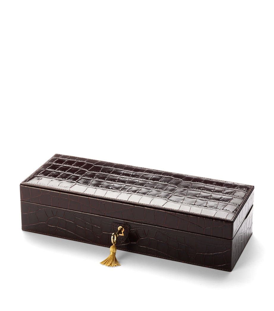 Croc Print Watch Box BROWN Image 2