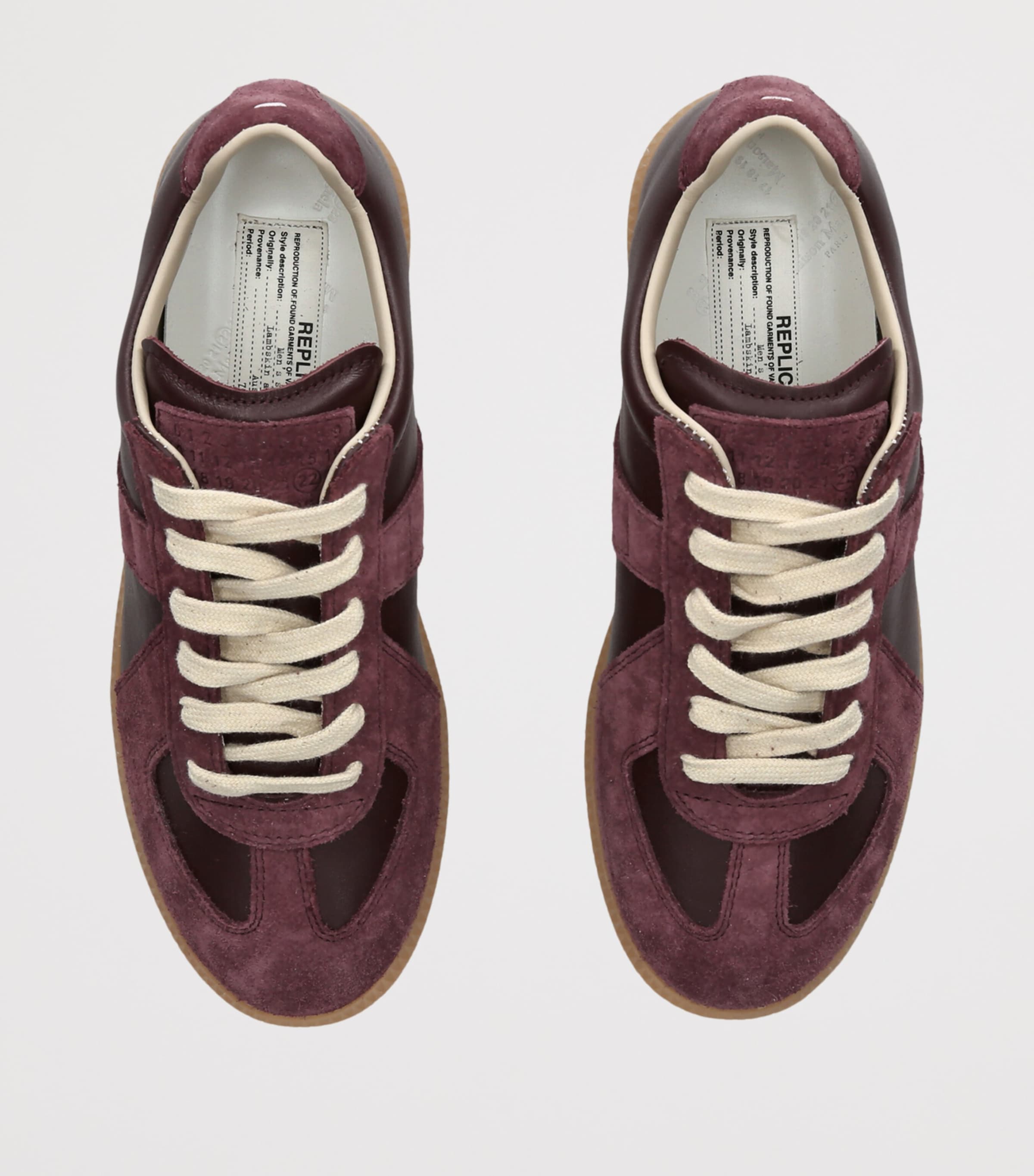 Maison Margiela Leather Replica Sneakers Wine Comb Image 4
