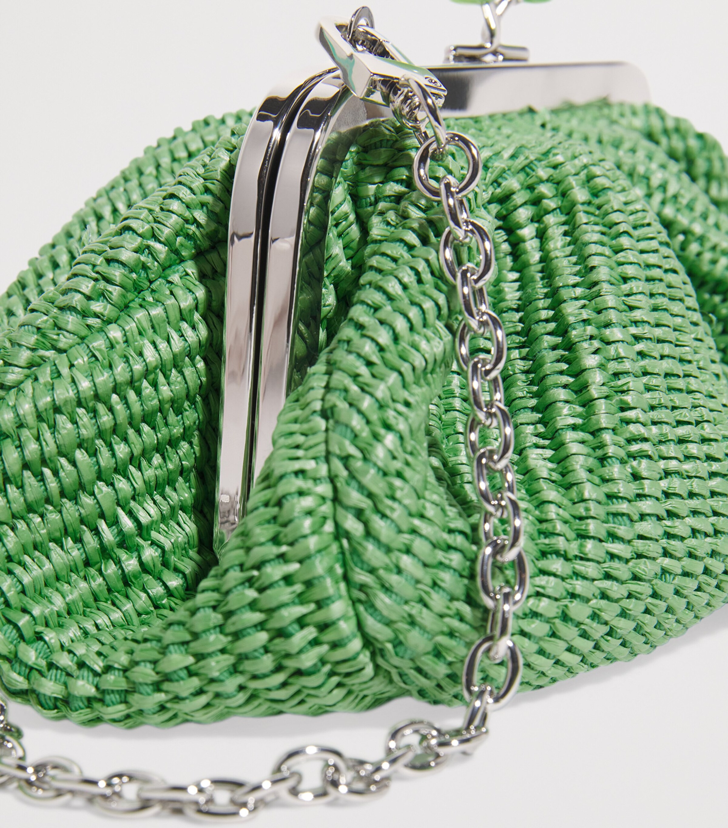 Small Raffia-Effect Pasticcino Bag EMERALD Image 6