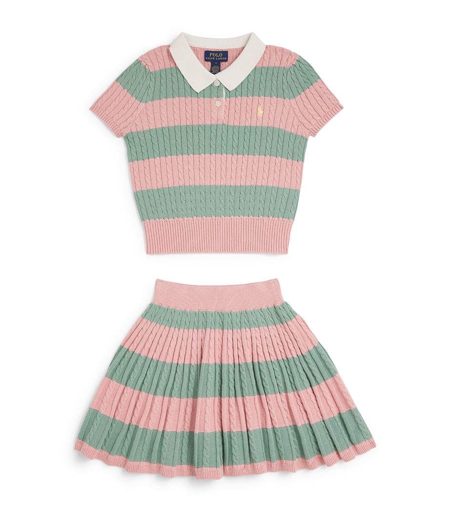 Ralph Lauren Kids Cotton Stripe Polo Shirt and Skirt Set (2-7 Years) Adirondack Rose Mlti Image 1
