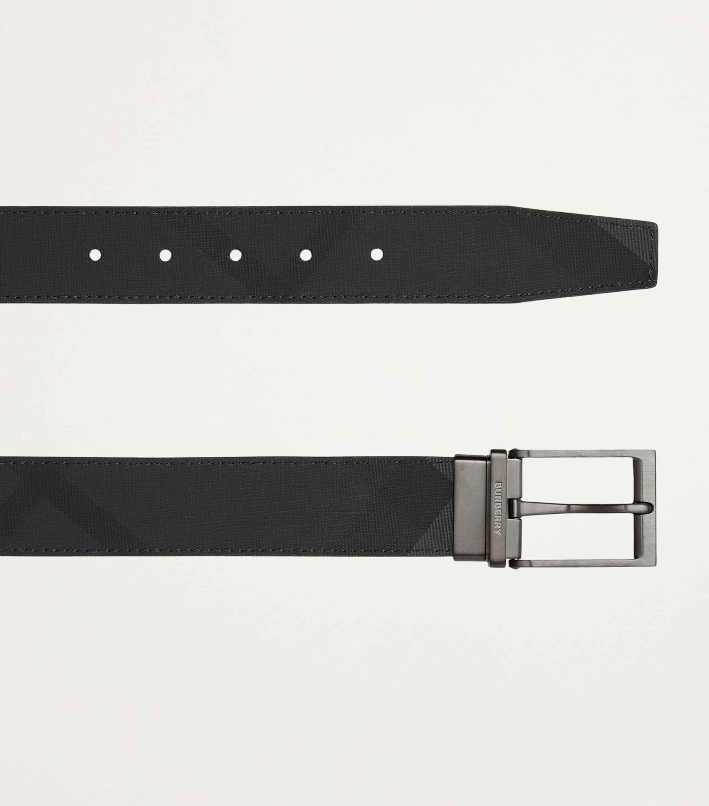 Leather and Check Reversible Belt CHARCOAL/GRAPHITE Image 6