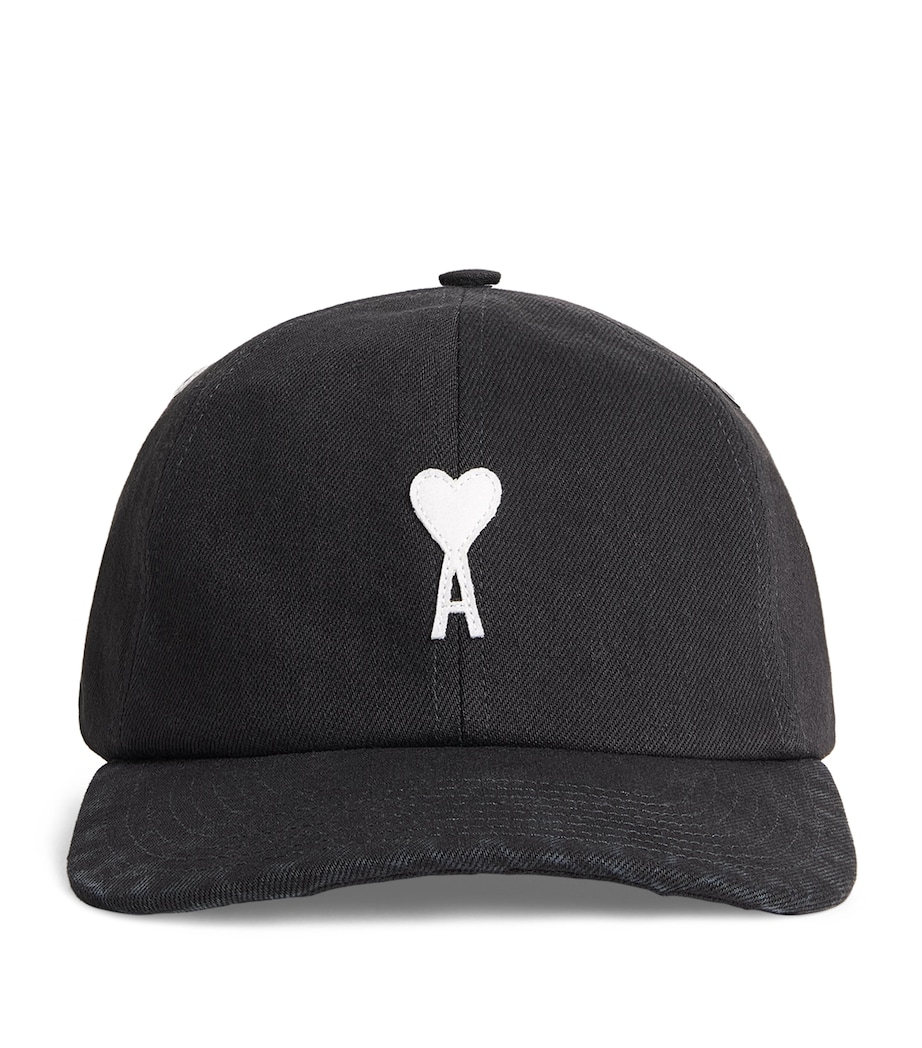 AMI Paris Cotton Felt Patch Logo Cap Noir Image 1