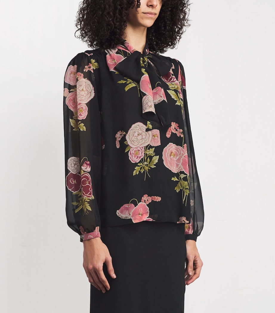 Silk Floral Blouse P095 BLACK MULTI Image 3