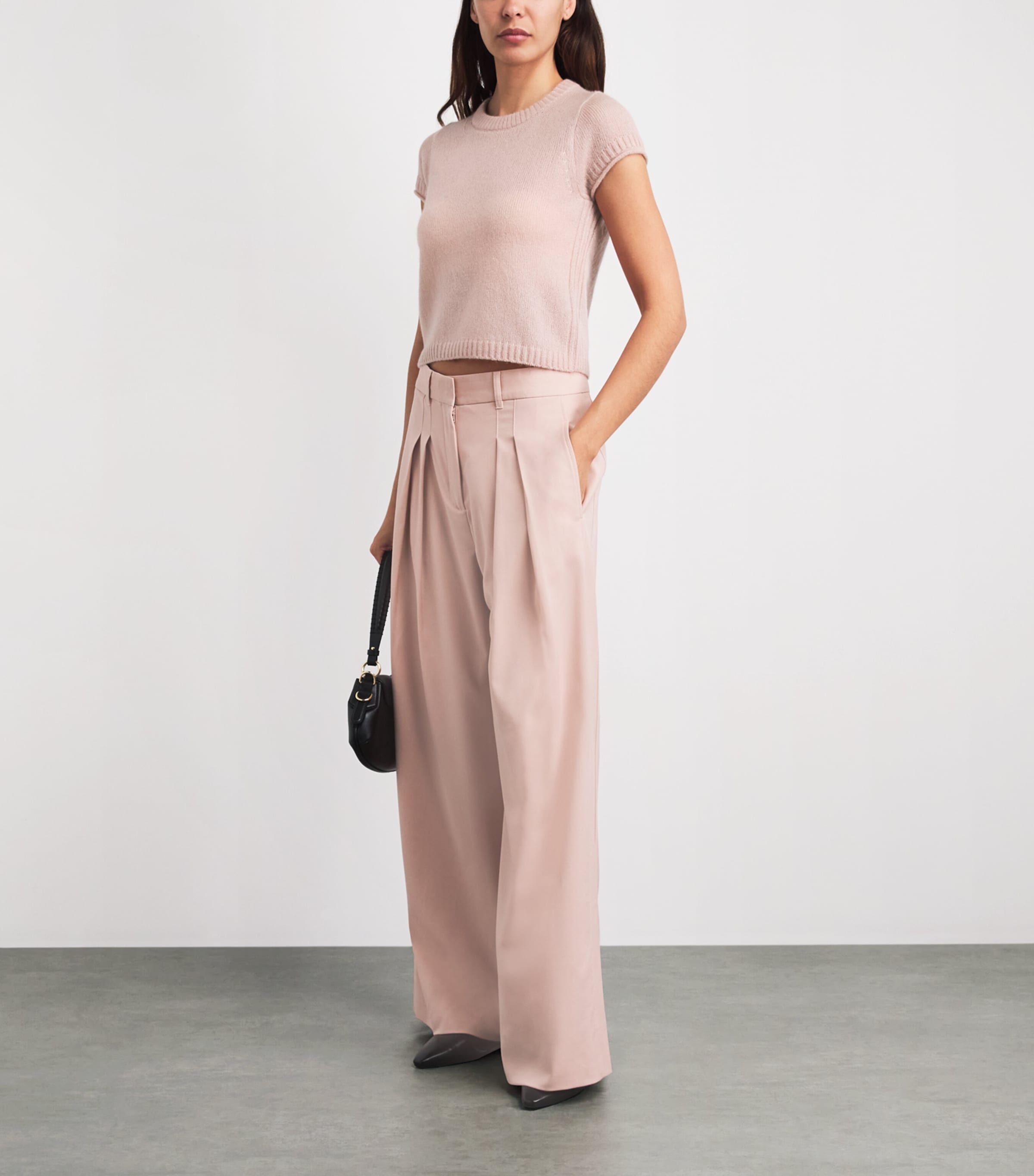 ME+EM Womens Wool-Cashmere-Silk T-Shirt Sweater Blush Pink Image 2