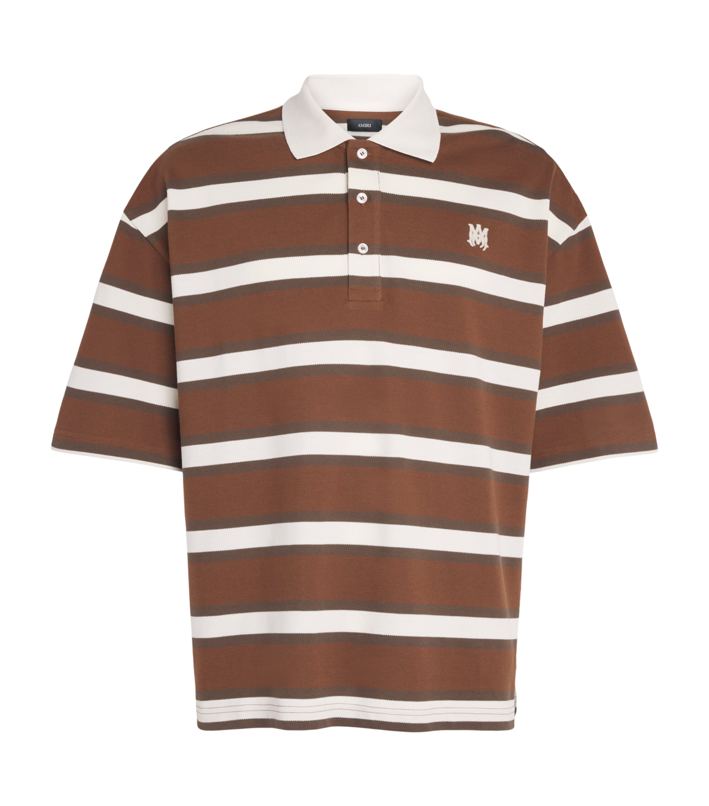 AMIRI Mens Cotton Stripe Logo T-Shirt Tobacco Image 1