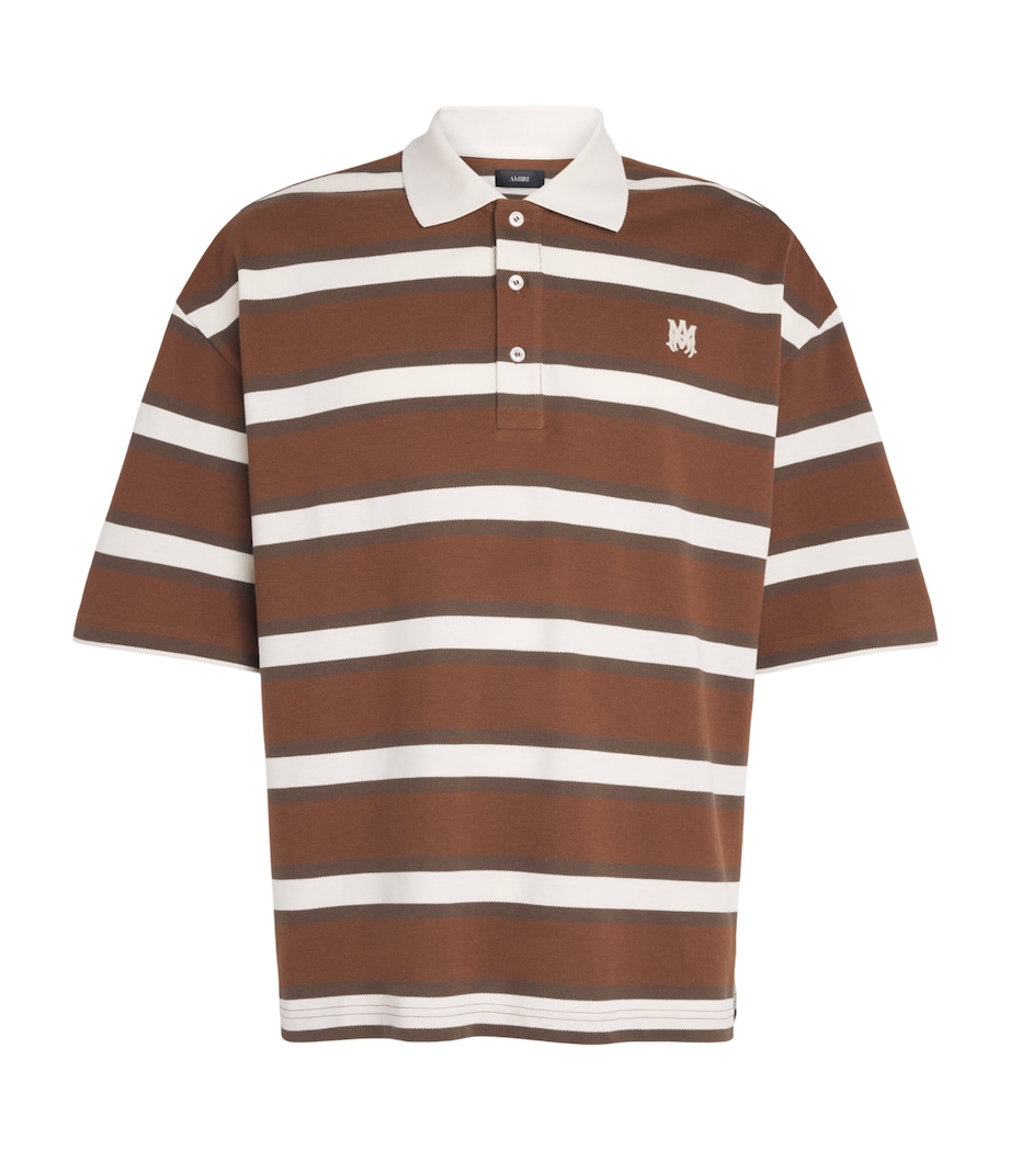 AMIRI Mens Cotton Stripe Logo T-Shirt Tobacco Image 1