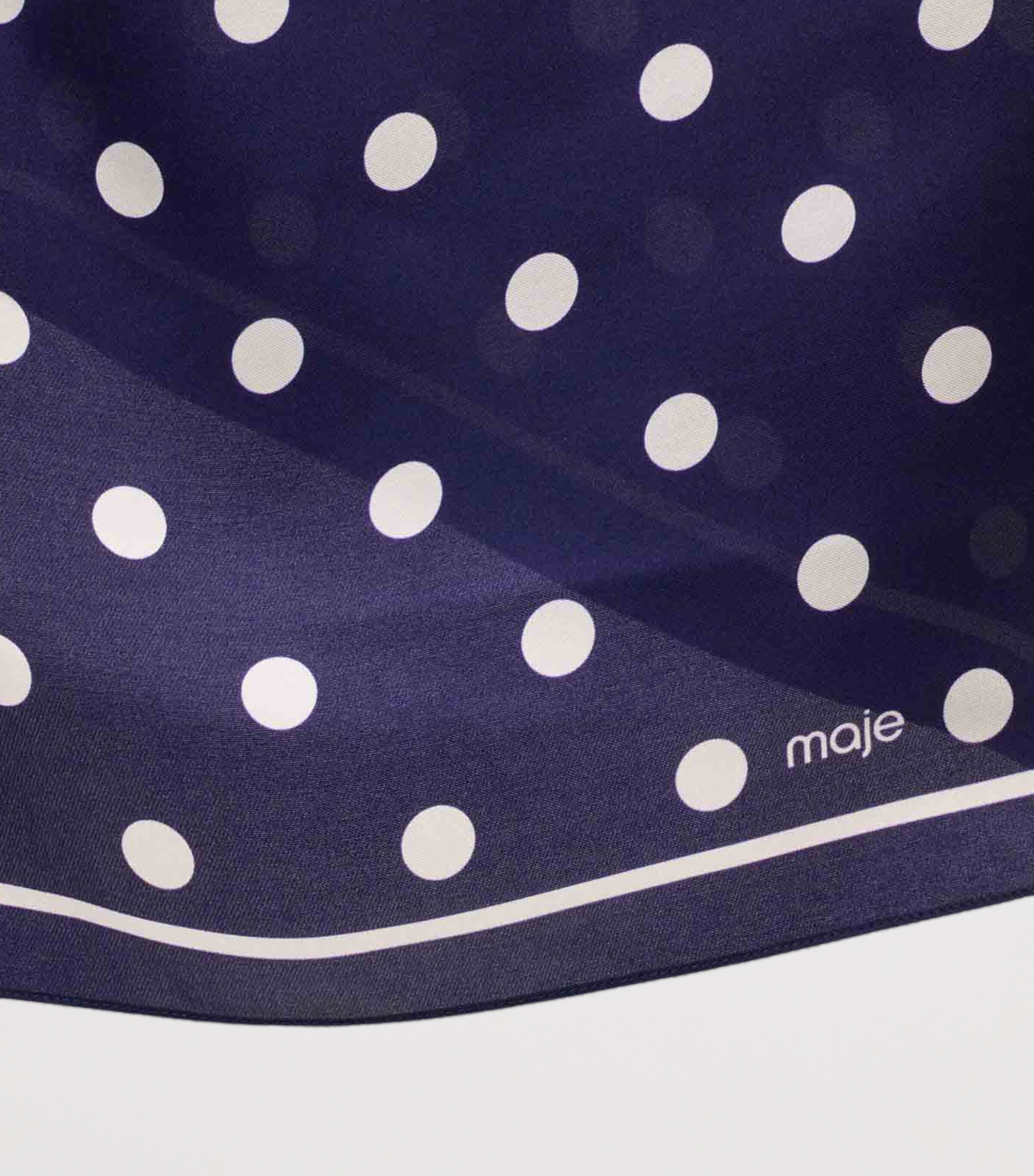 Maje Silk Polka-Dot Scarf Navy Dots Print Image 6