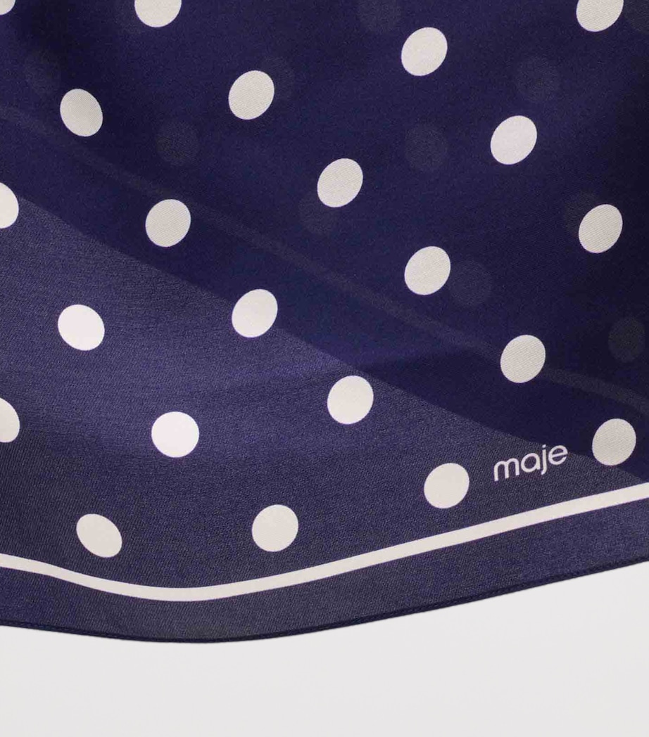 Maje Silk Polka-Dot Scarf Navy Dots Print Image 6