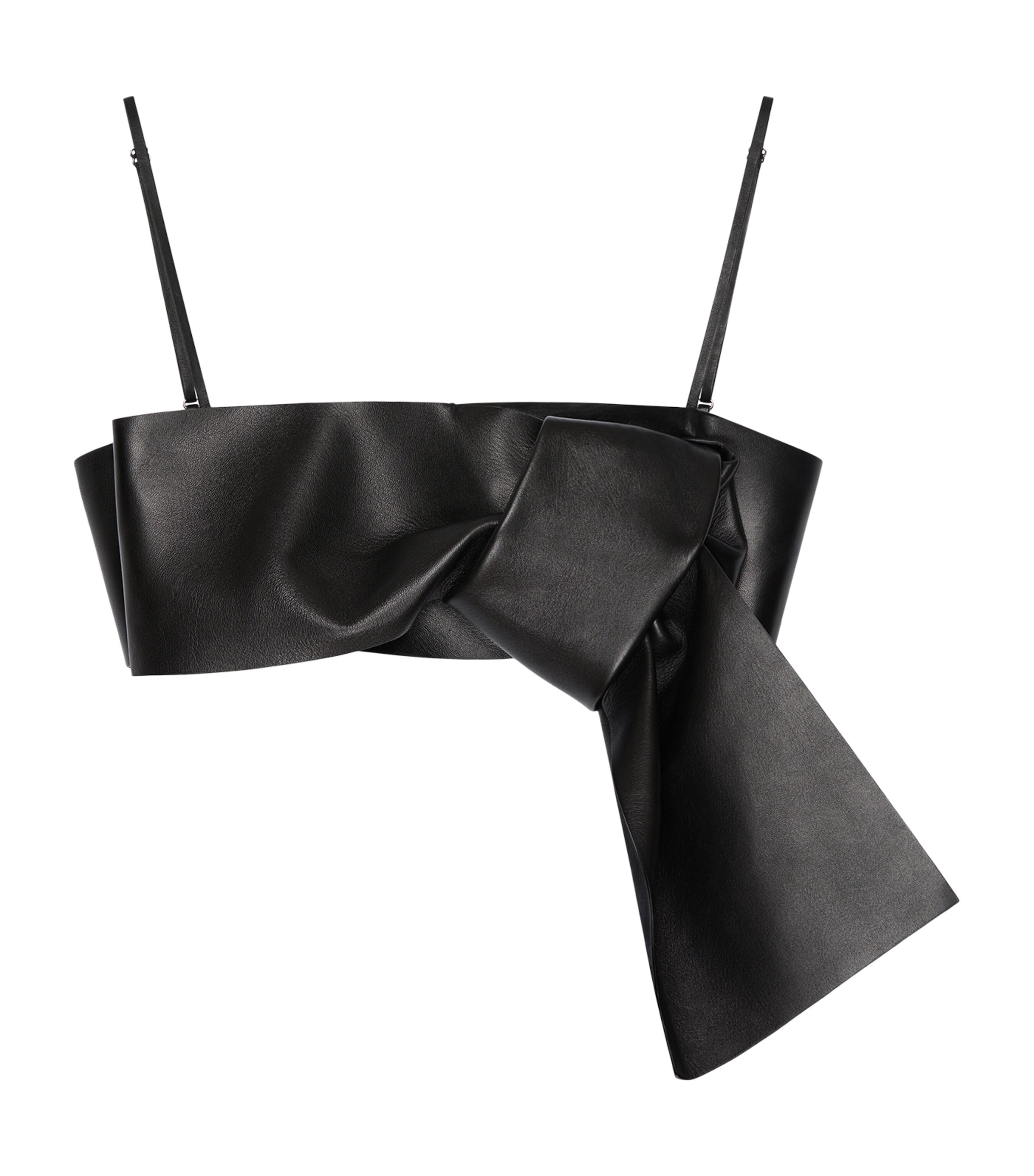 Givenchy Womens Leather Bow Bra Crop Top Image 1