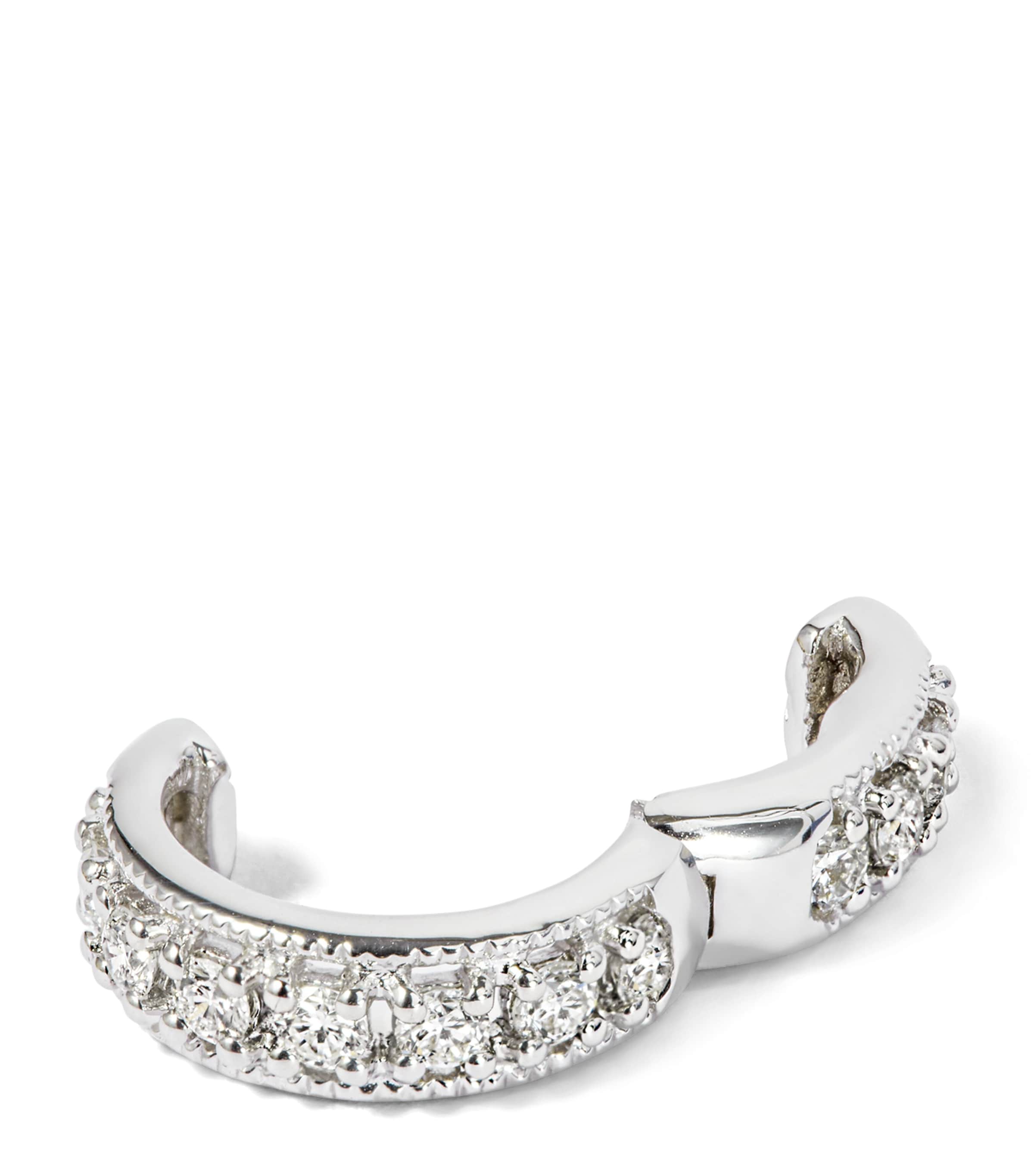 White Gold Dusty Diamonds Single Ear Cuff WHITE GOLD Image 2