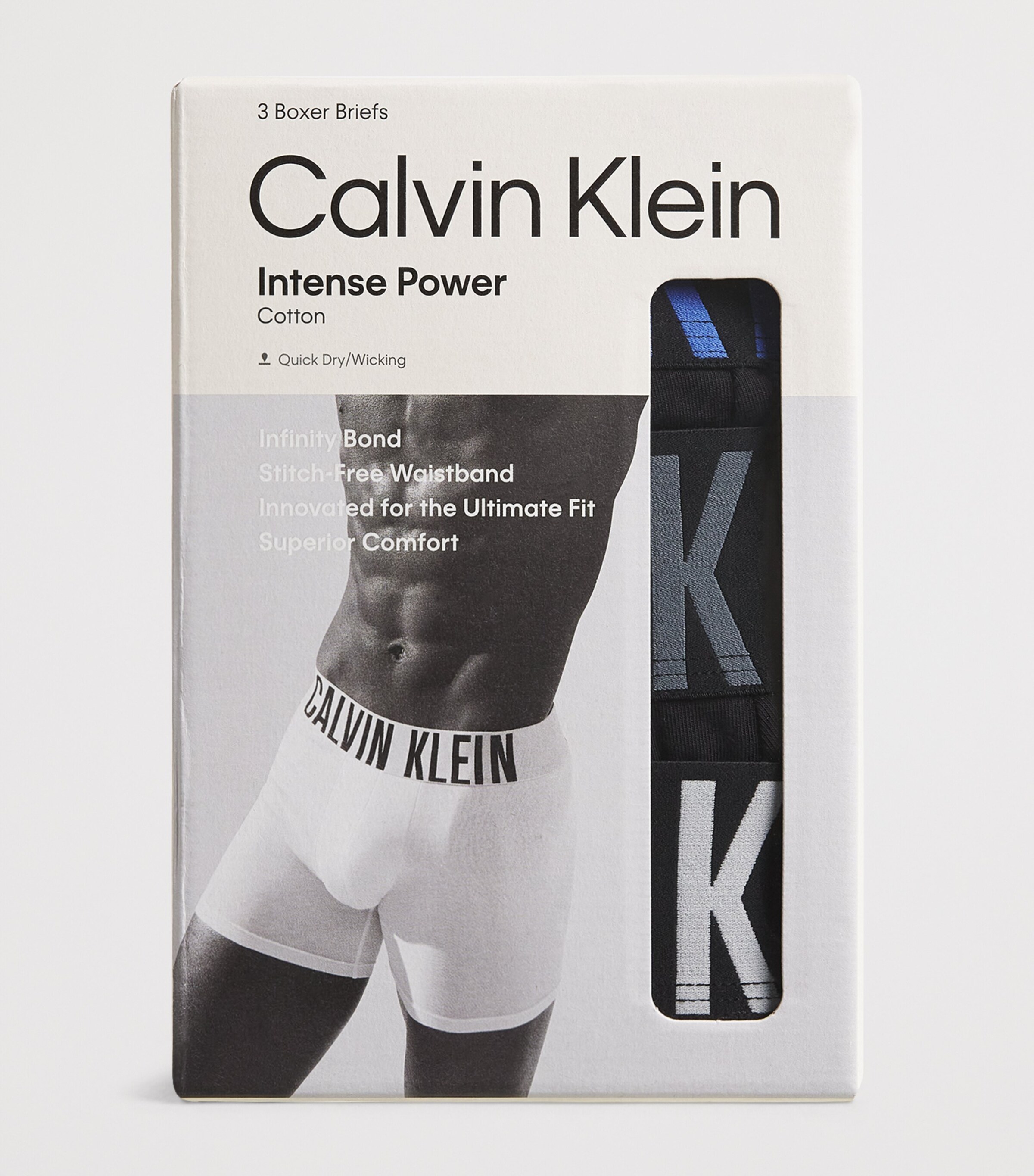 Calvin Klein Mens Cotton Intense Power Boxer Briefs (Pack of 3) Black Bodies W/ Turb Image 4