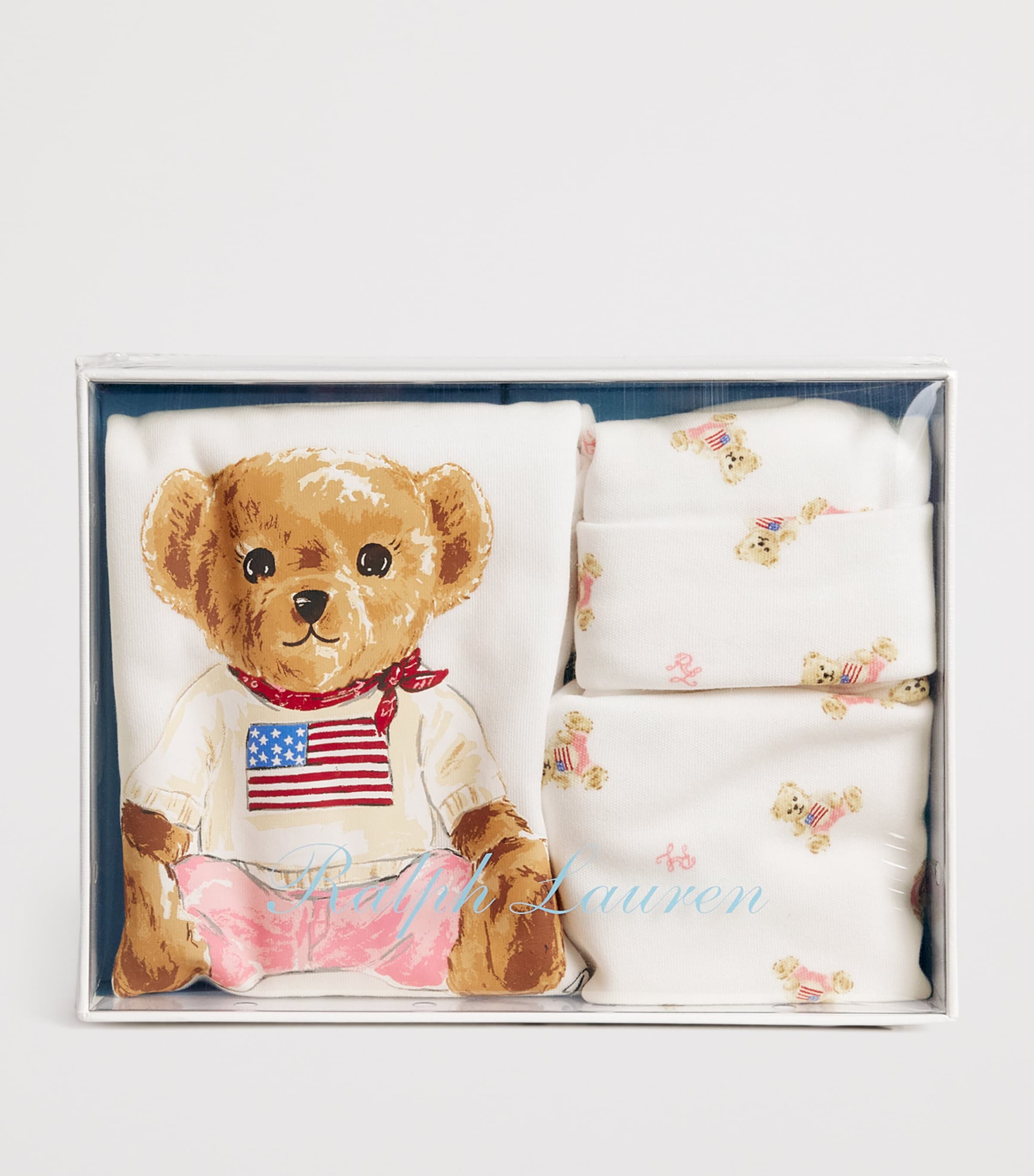 Polo Bear Bodysuit, Hat and Bib Gift Set (3-9 Months) WHITE MU Image 3