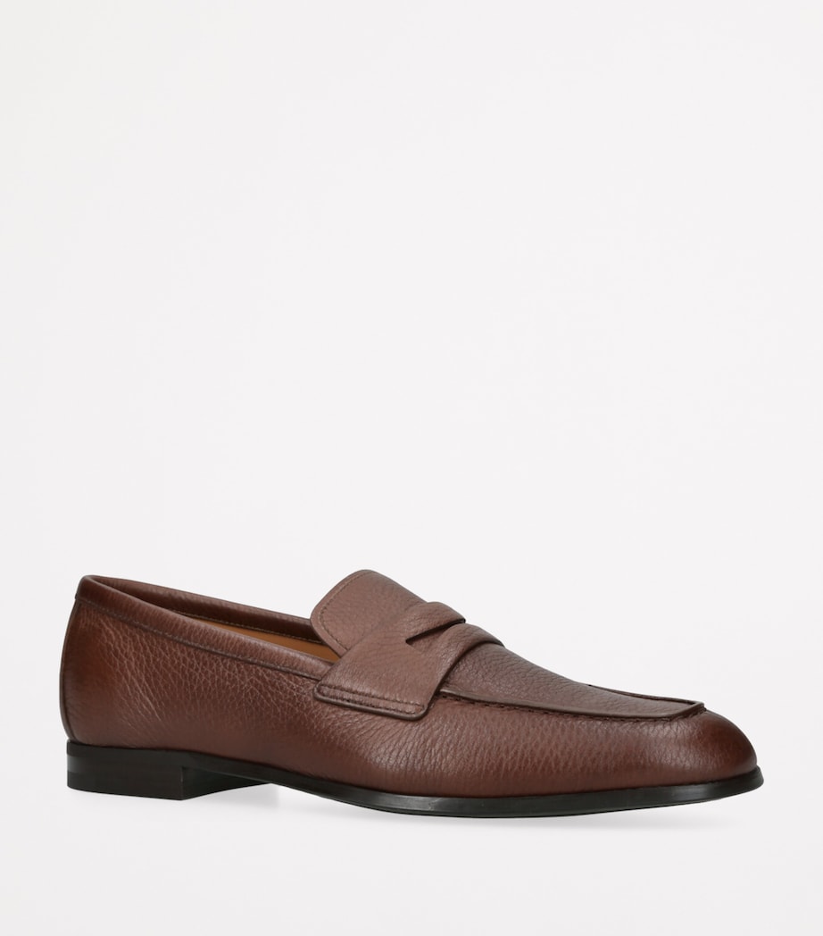 Leather Milton Penny Loafers MID BROWN Image 3