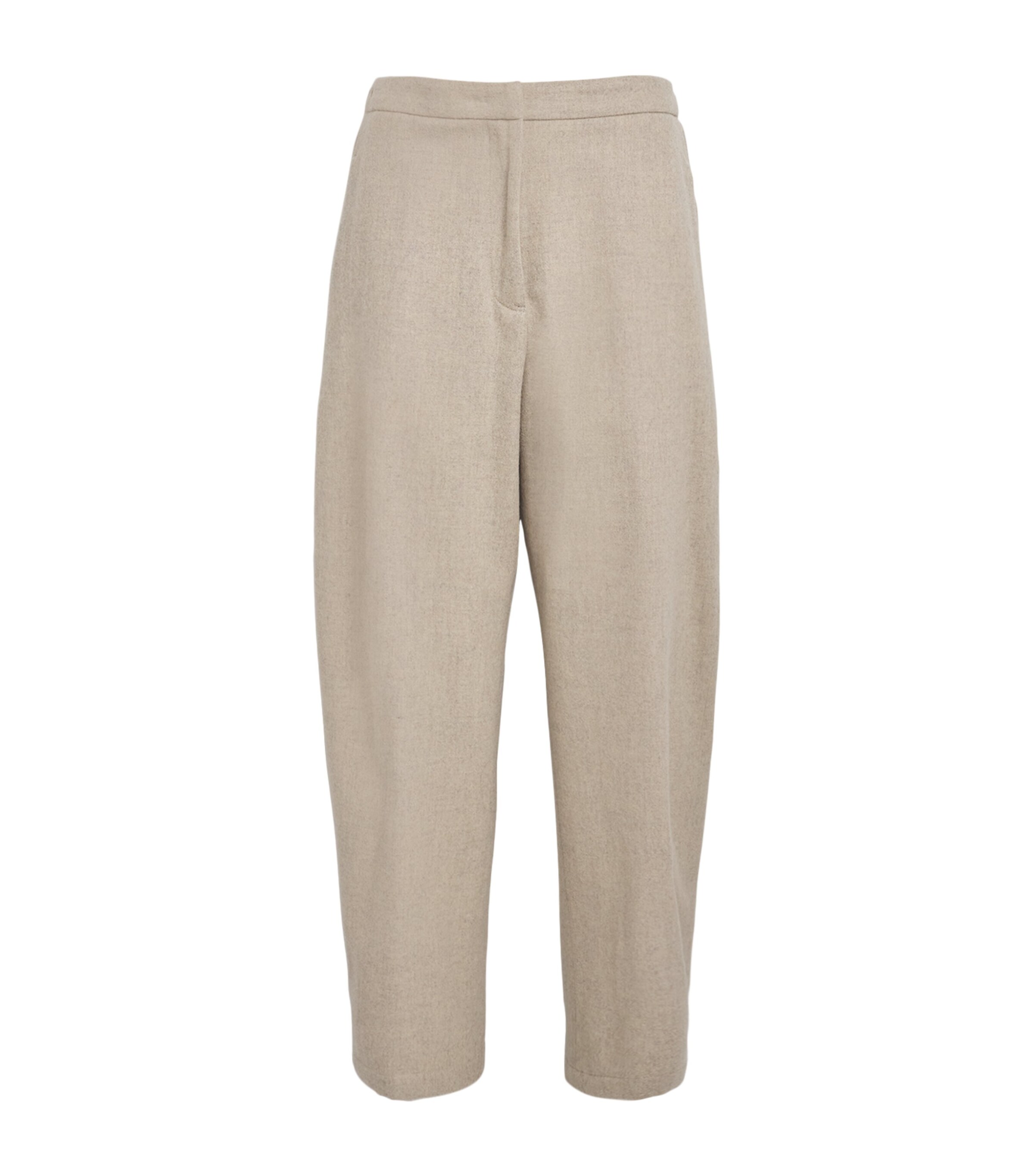 Shop Jil Sander Virgin Wool Cropped Tapered Trousers In Beige