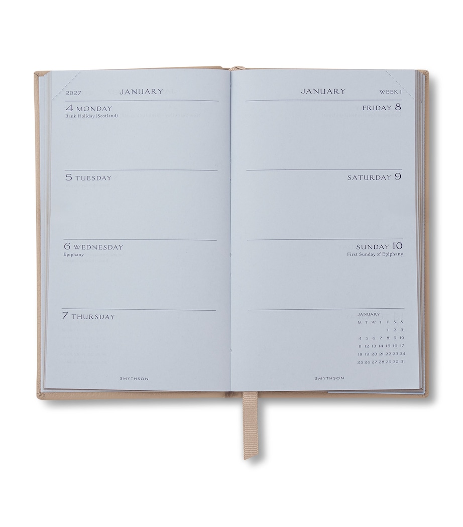Smythson Leather Panama Weekly Diary 2027 Sandstone Image 2