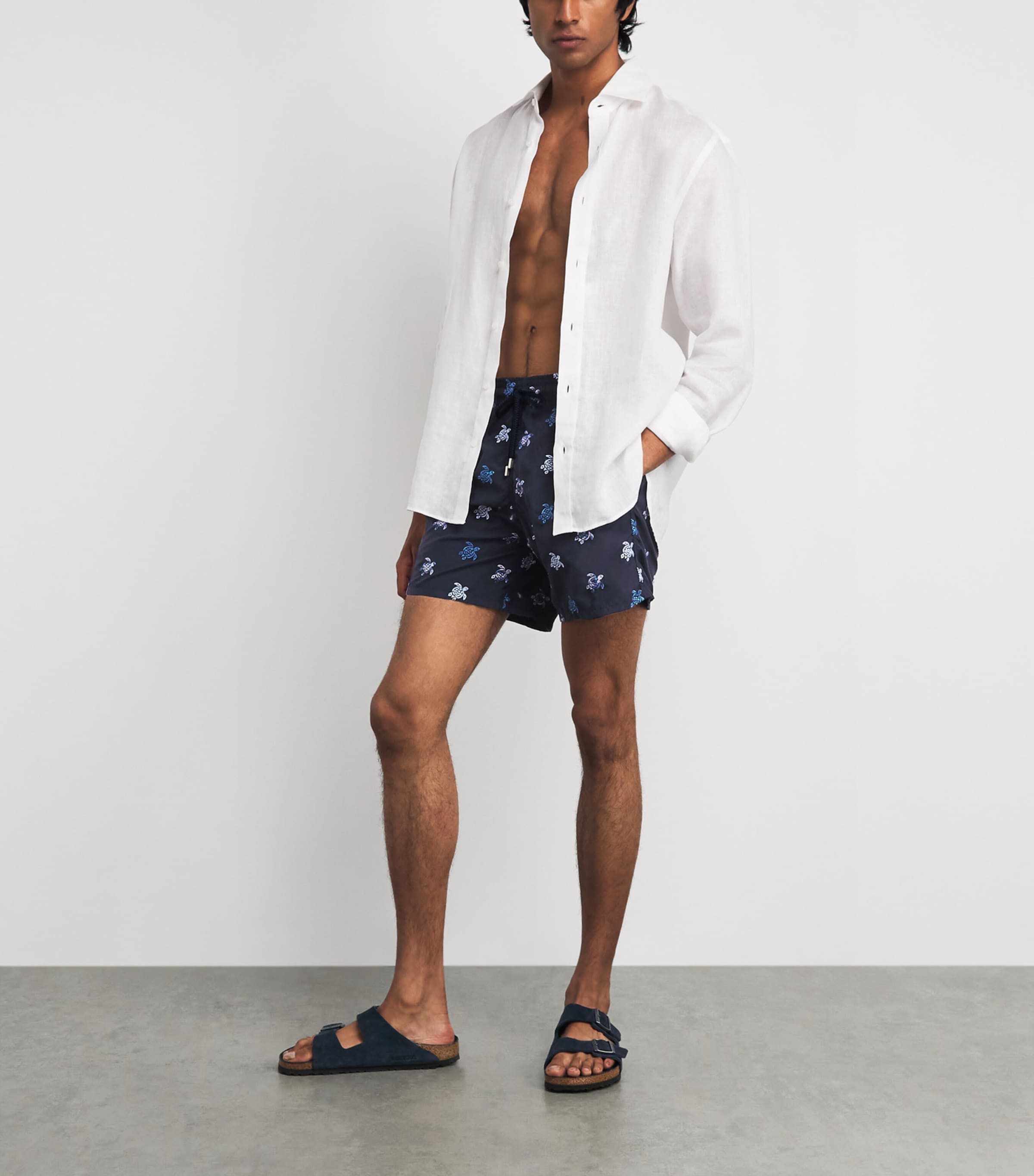 Vilebrequin Mens Embroidered Turtle Swim Shorts Bleu Marine Image 2